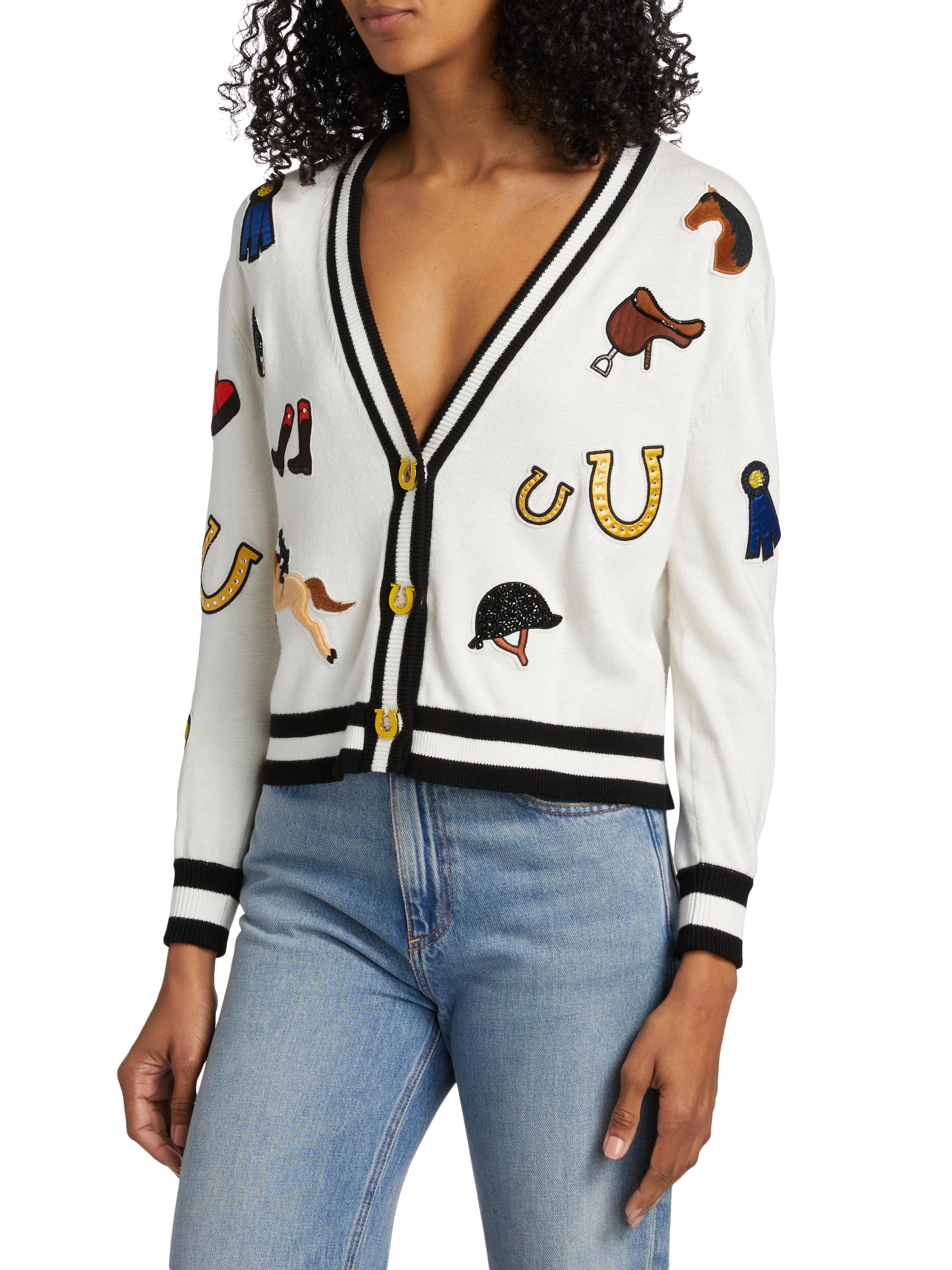 Alice + Olivia Bradley Stretch Cotton Equestrian Cardigan | Saks