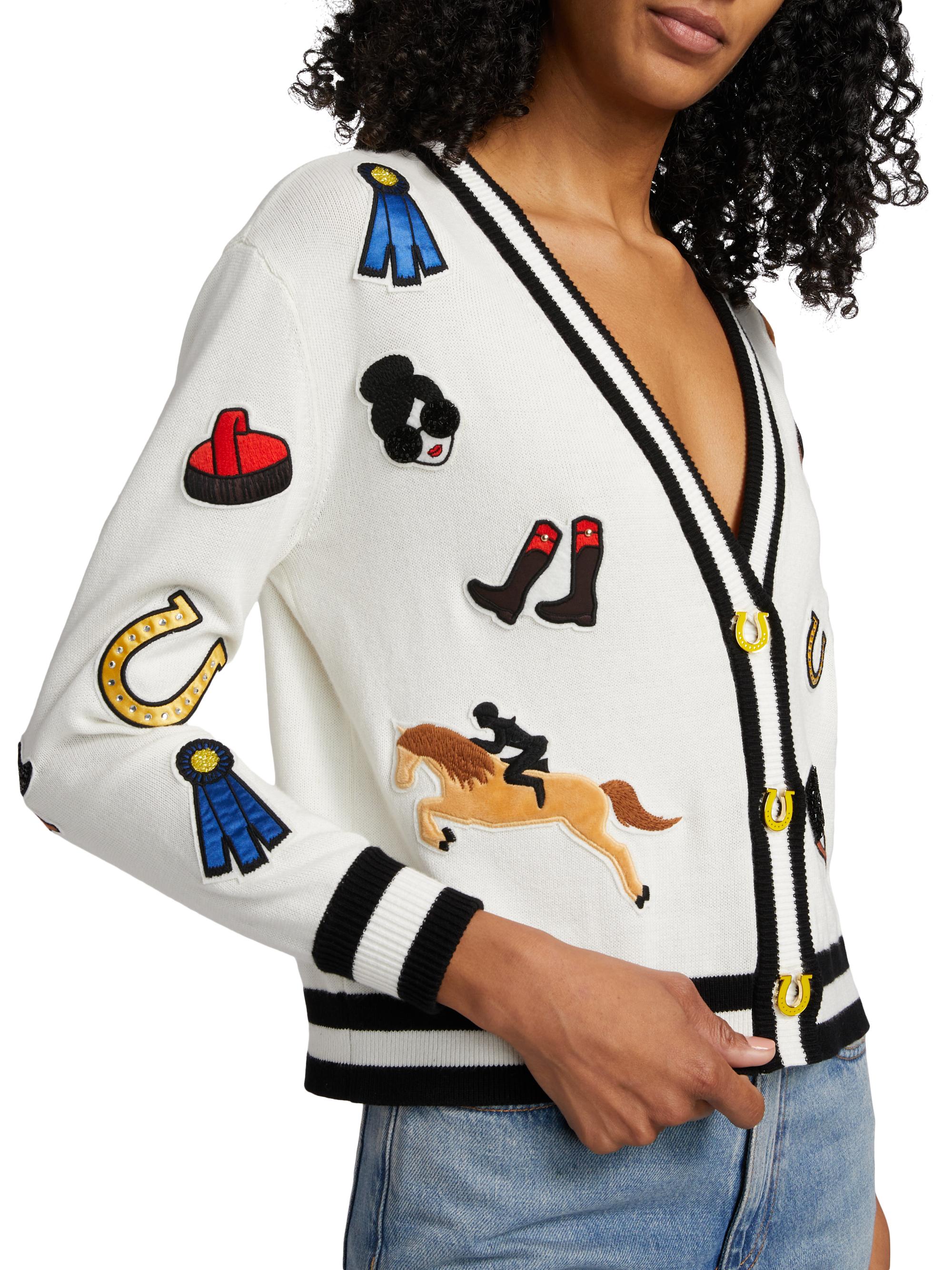 ALICE + OLIVIA Bradley Stretch Cotton Equestrian Cardigan | Saks