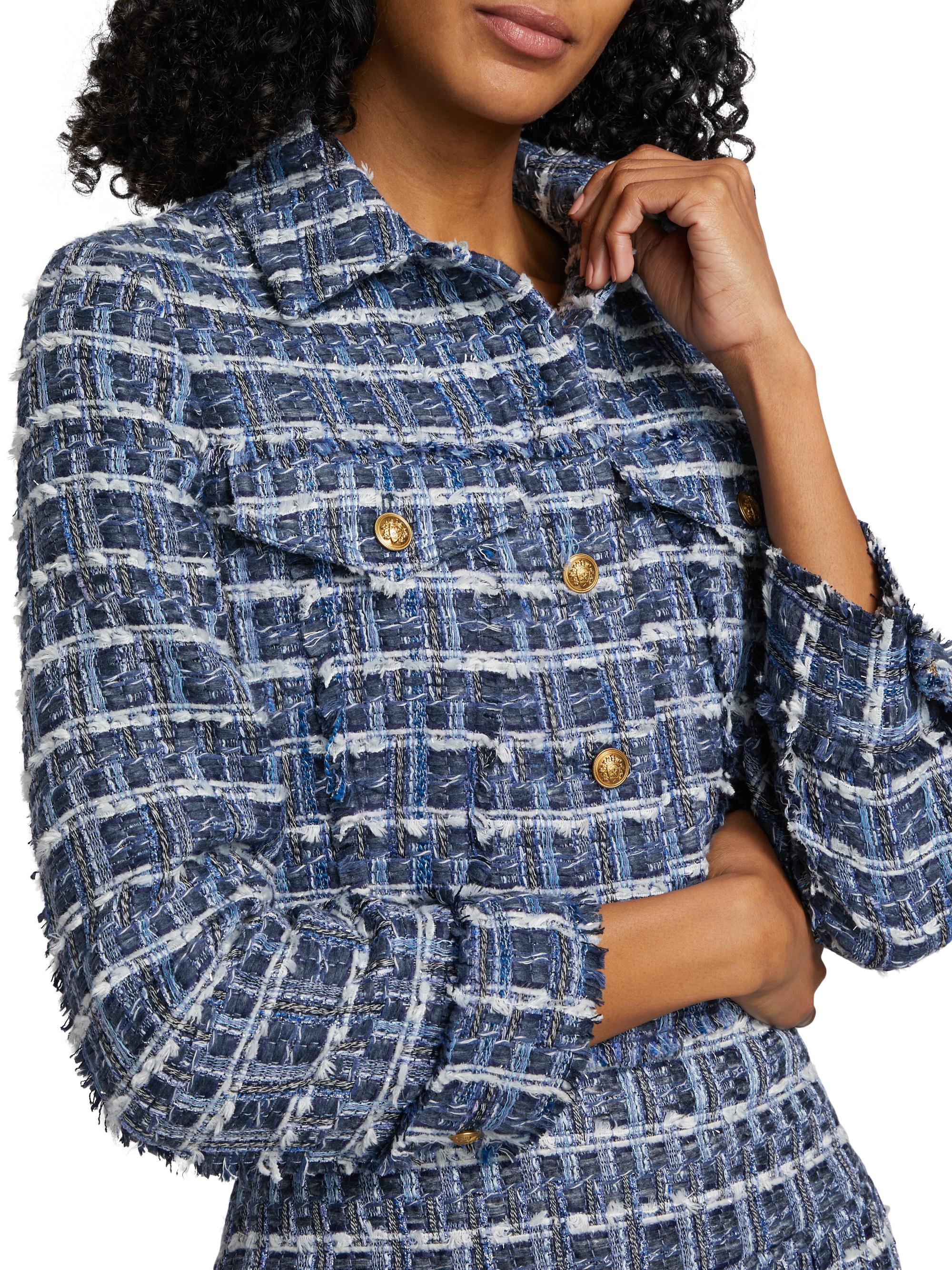 Alice + Olivia Chloe Tweed Boxy Crop Jacket | Saks Fifth Avenue