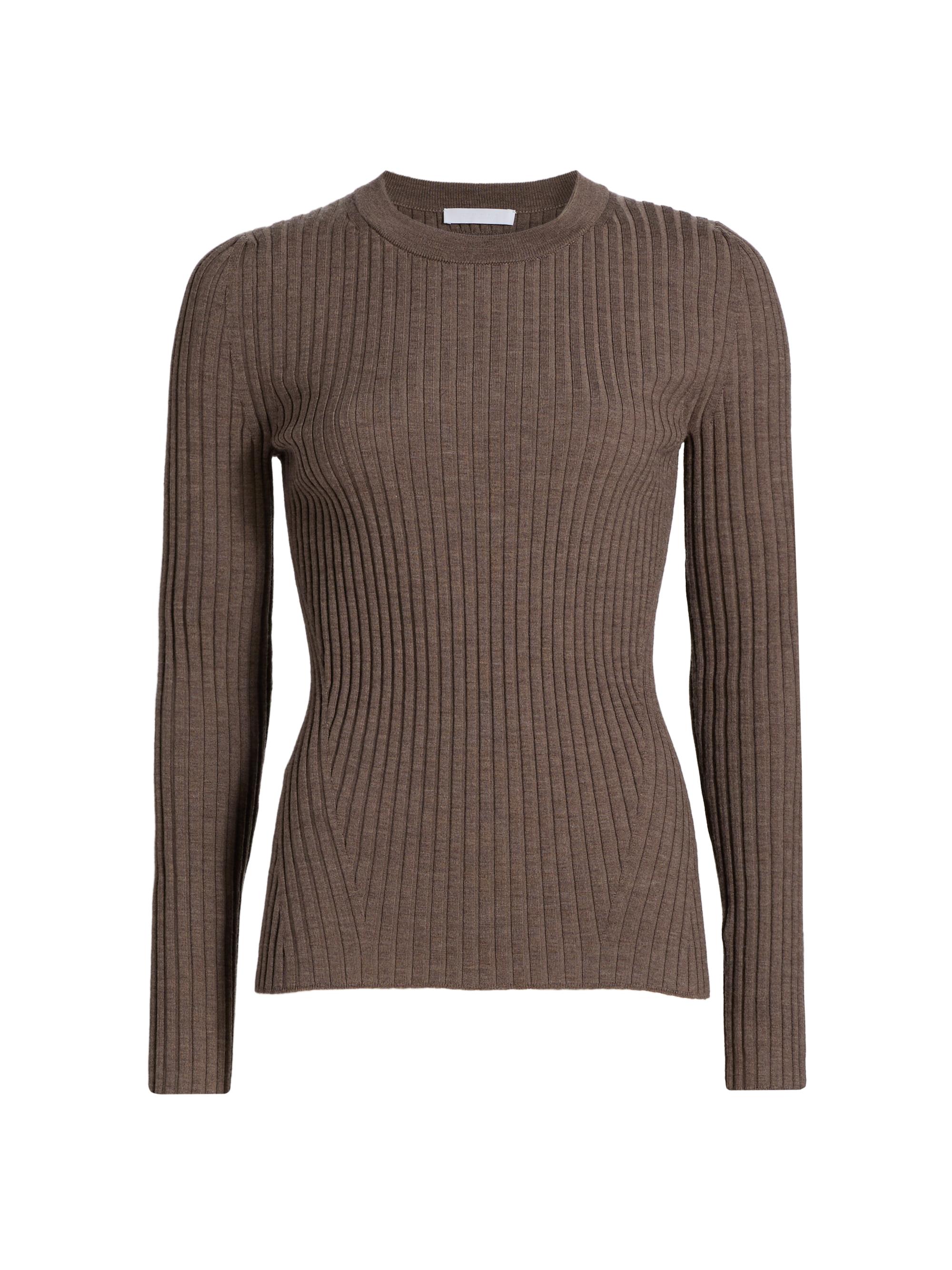 Helmut Lang Women's Rib-Knit Wool Top - Light Brown Melange