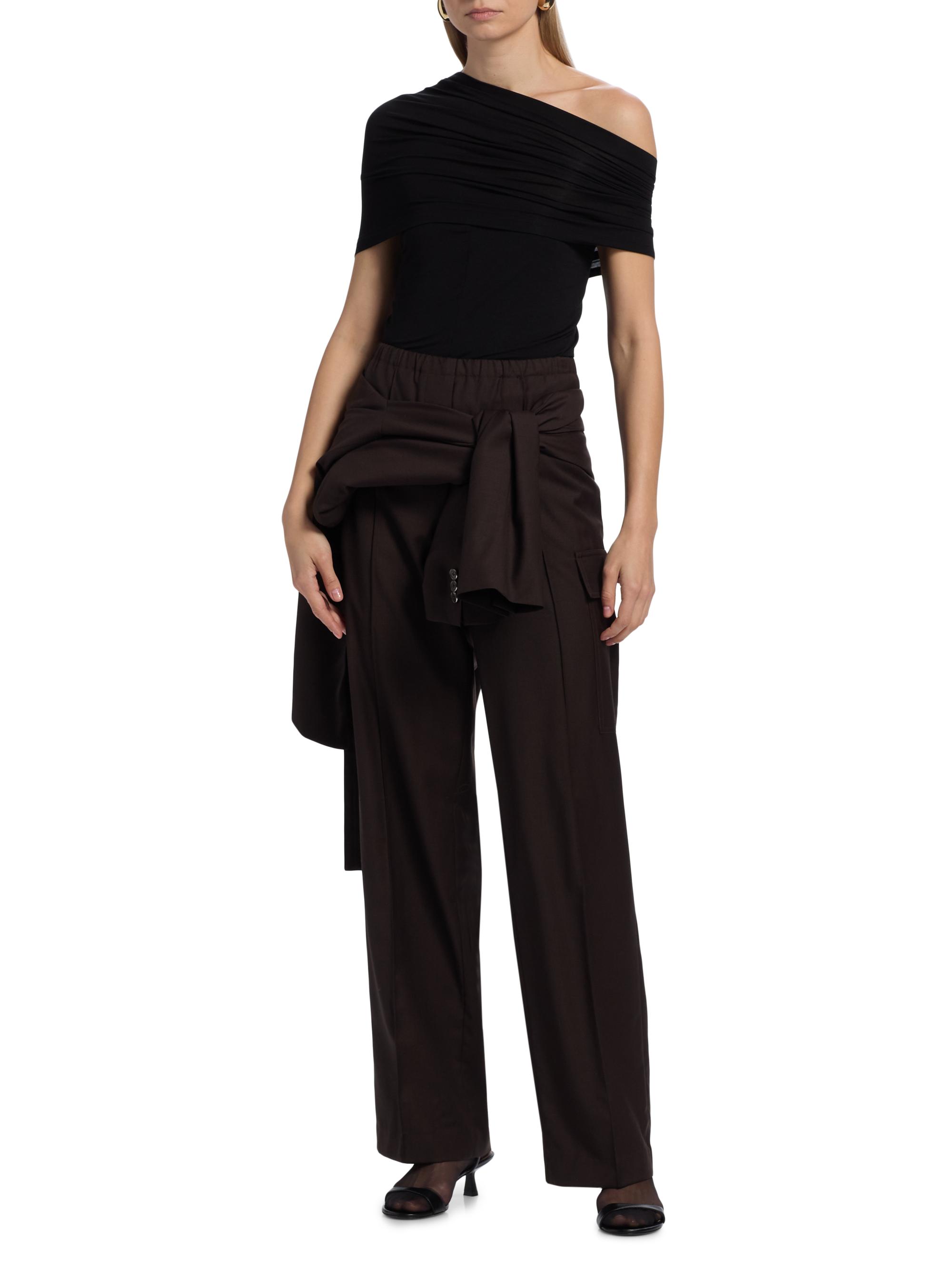 Helmut Lang Sash Draped One-Shoulder Jersey Top | Saks Fifth Avenue