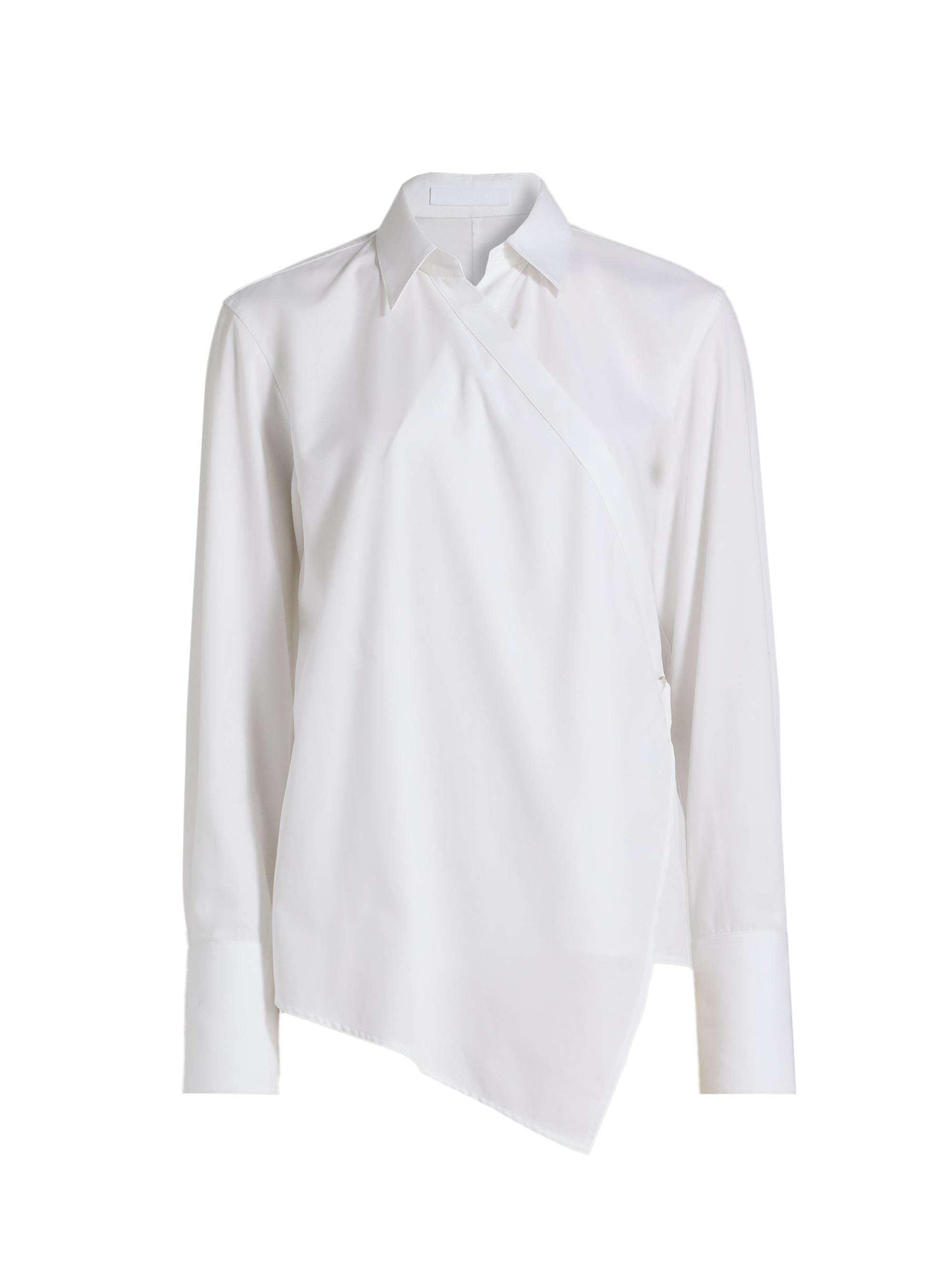 Helmut Lang Women's Relaxed-Fit Cotton Wrap-Style Shirt - White