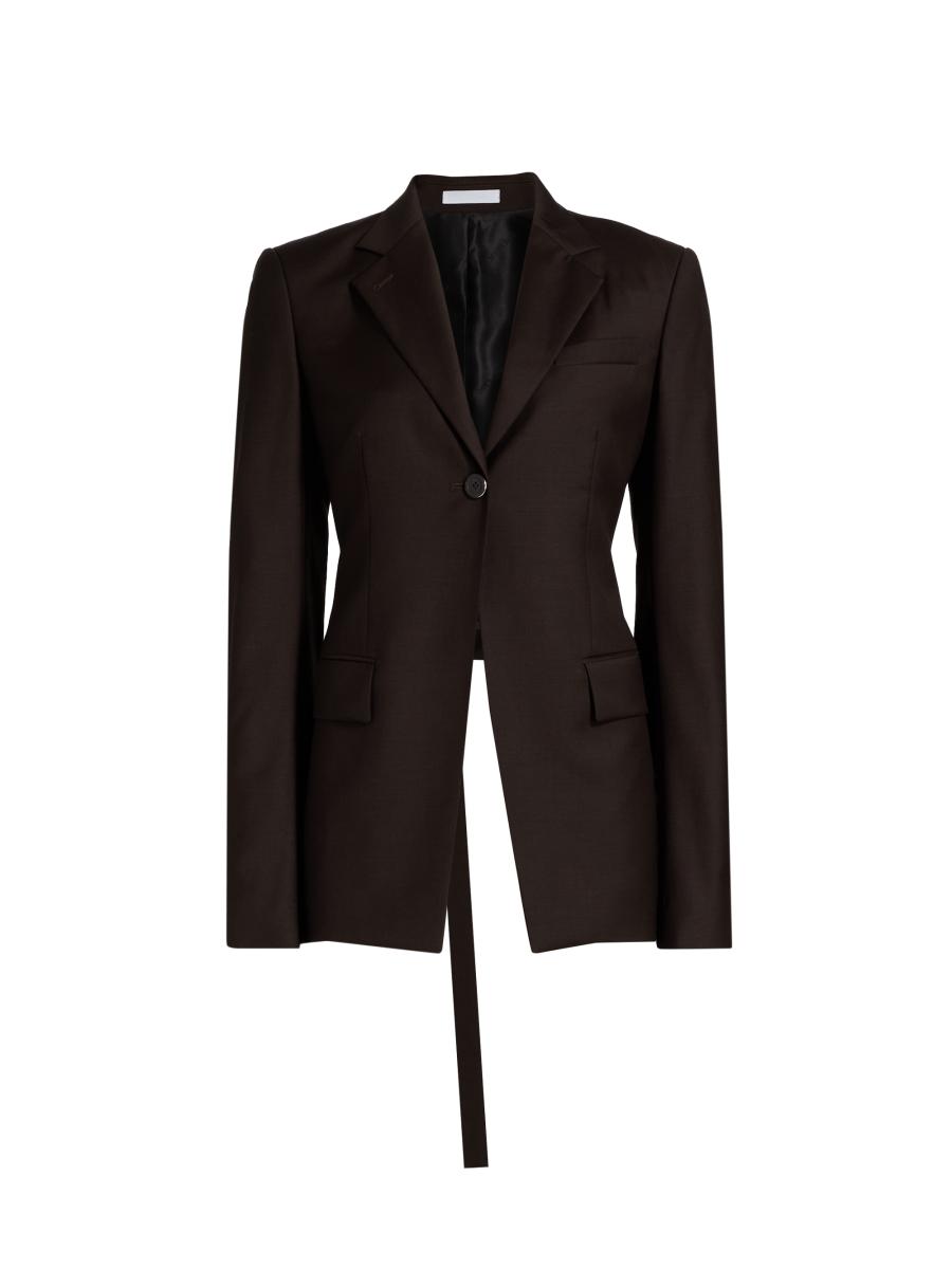 Helmut Lang Women's Natu Belted Wool Relaxed-fit Blazer In Brown