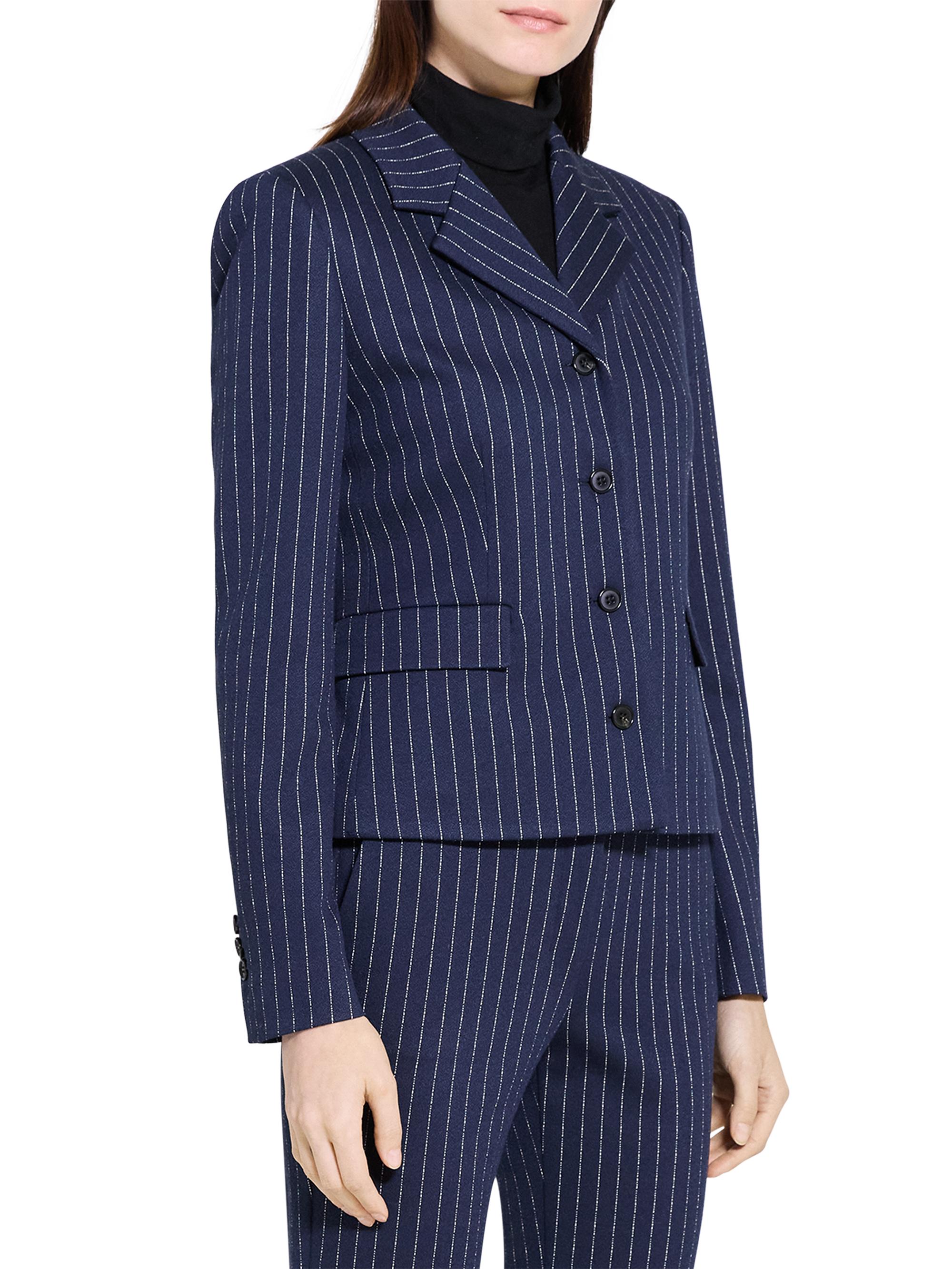 Theory Pinstripe Crepe Fitted Suit Jacket | Saks Fifth Avenue