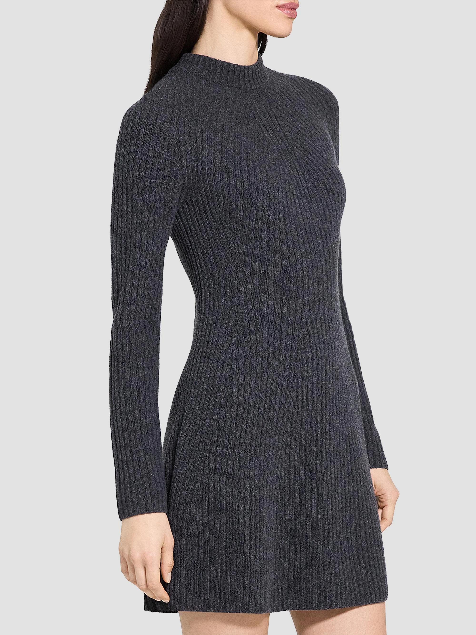 theory layered sweater dress Traveling Rib-Knit Wool-Cashmere Minidress layering sweater over dress