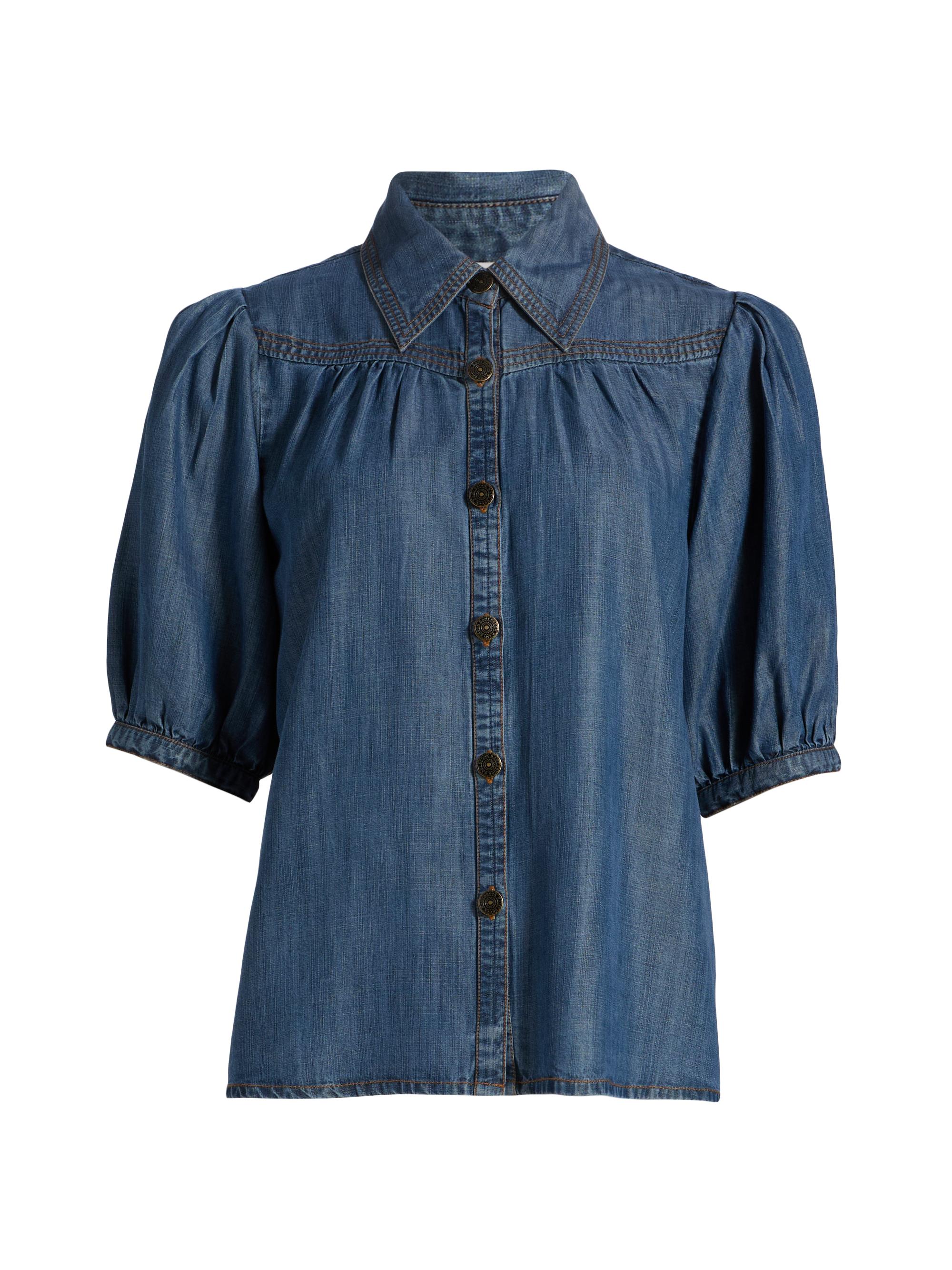 Ramy Brook Women's Noah Chambray Puff Sleeve Shirt - Chambray