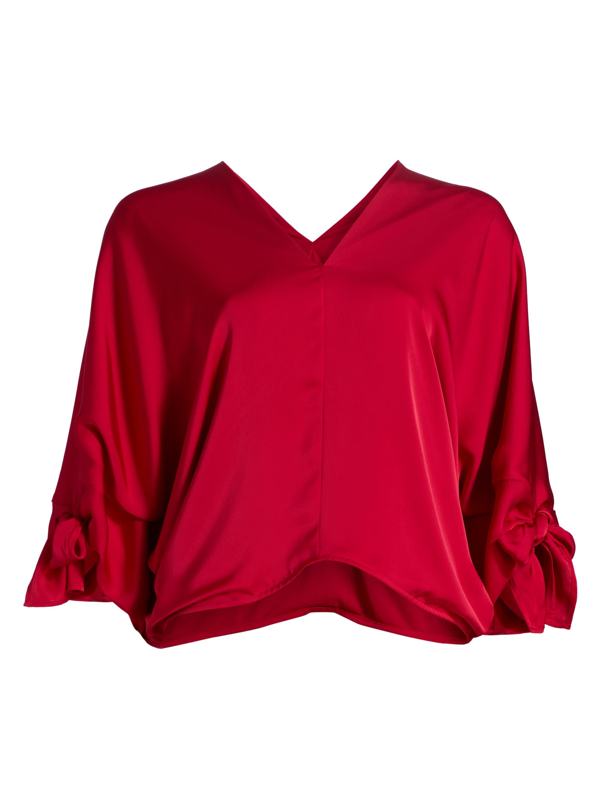 Ramy Brook Women's Krista Satin V-Neck Top - Scarlet Red