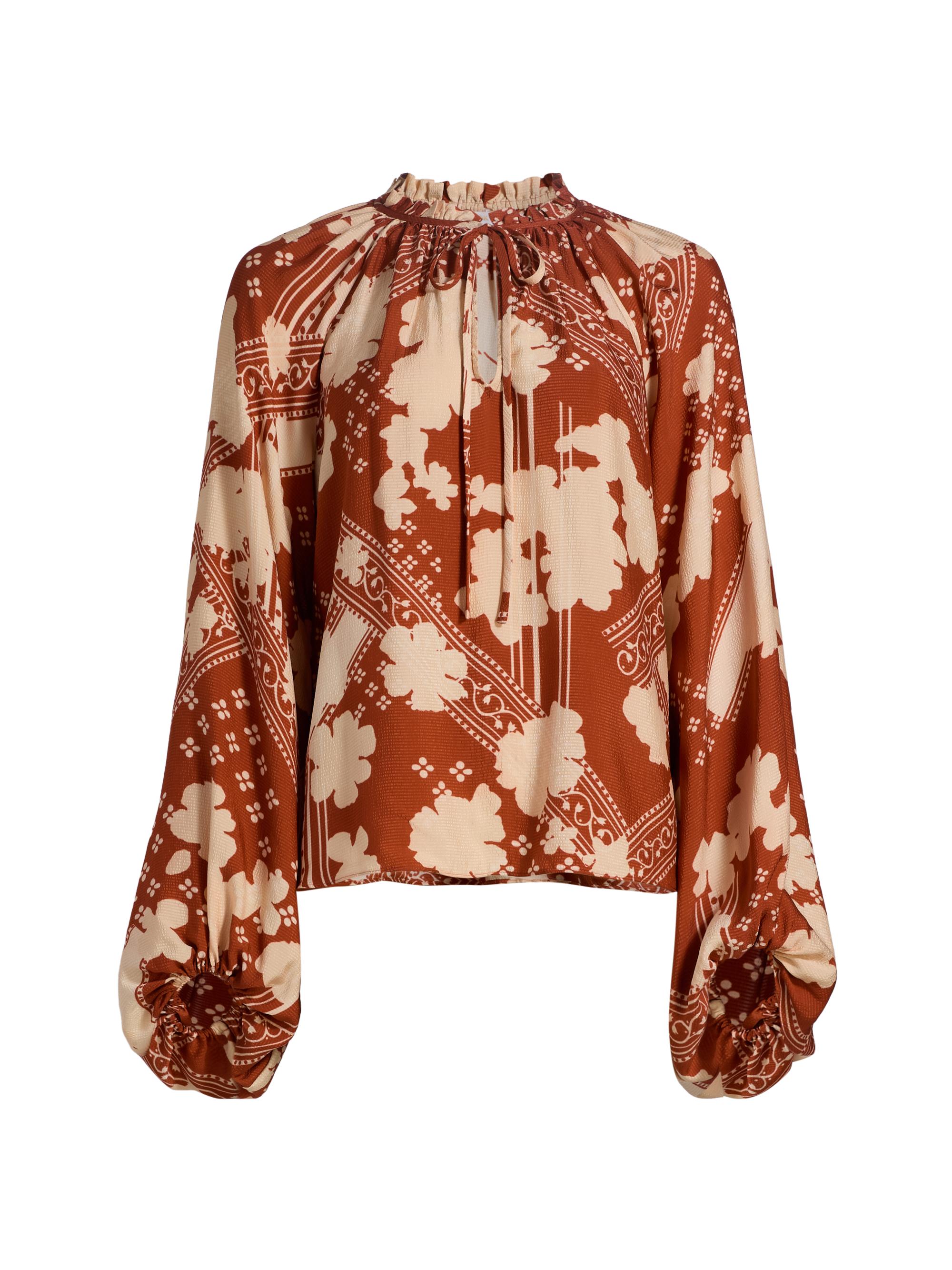 Ramy Brook Women's Aaron Printed Tieneck Top - Amber Combo