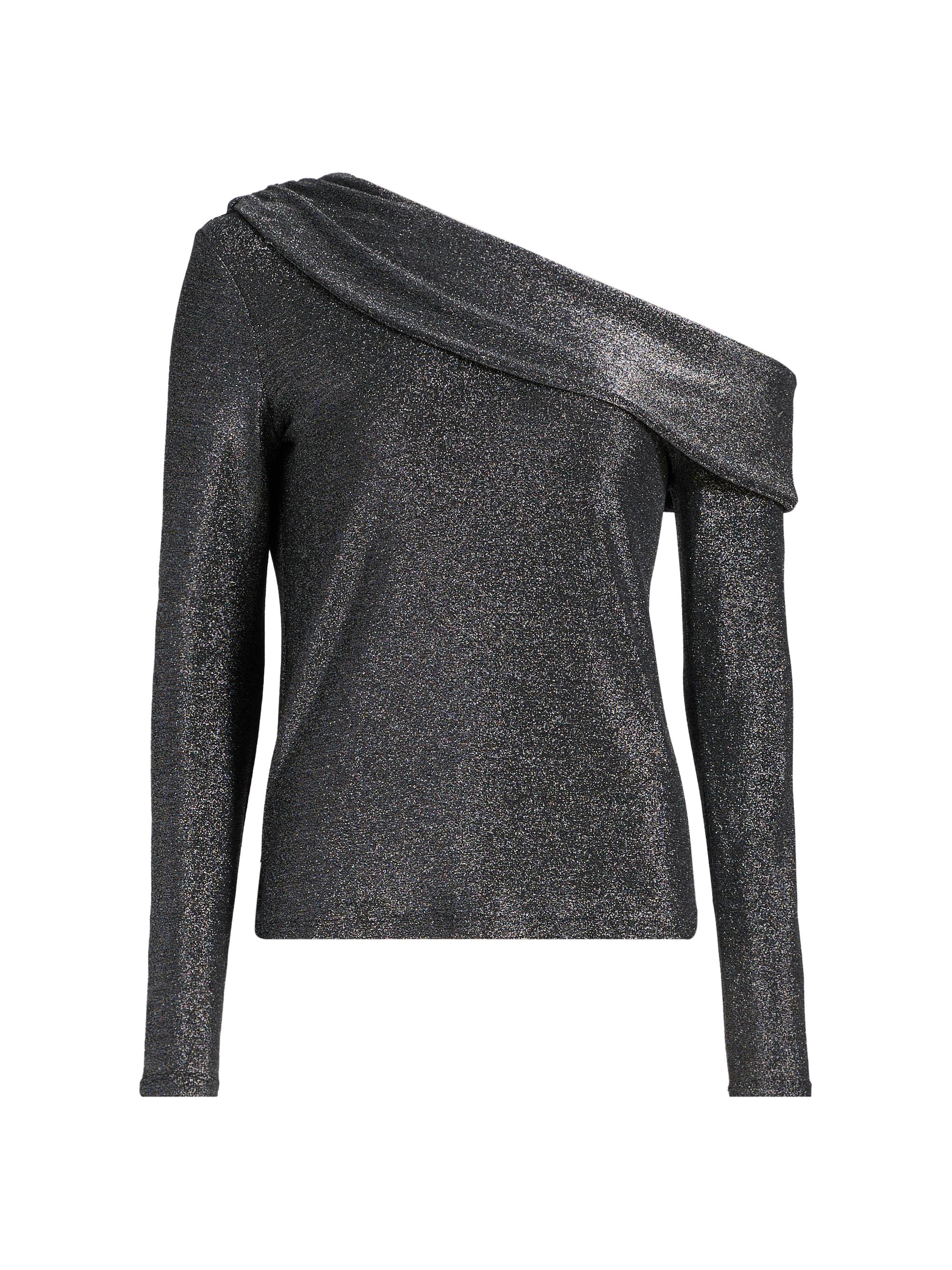 Ramy Brook Women's Carrie Shimmer One-Shoulder Long-SleeveTop - Silver Knit