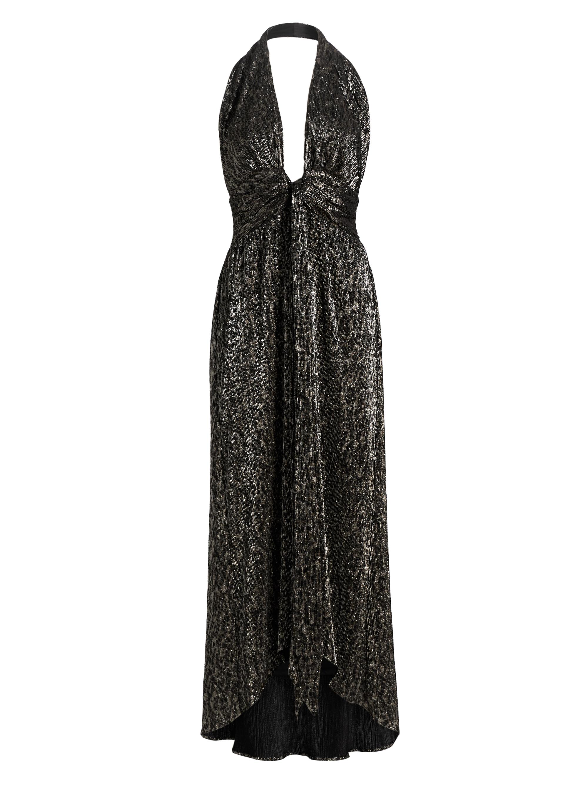 Ramy Brook Women's Jill Crinkled Metallic High-Low Dress - Black Animal Lame