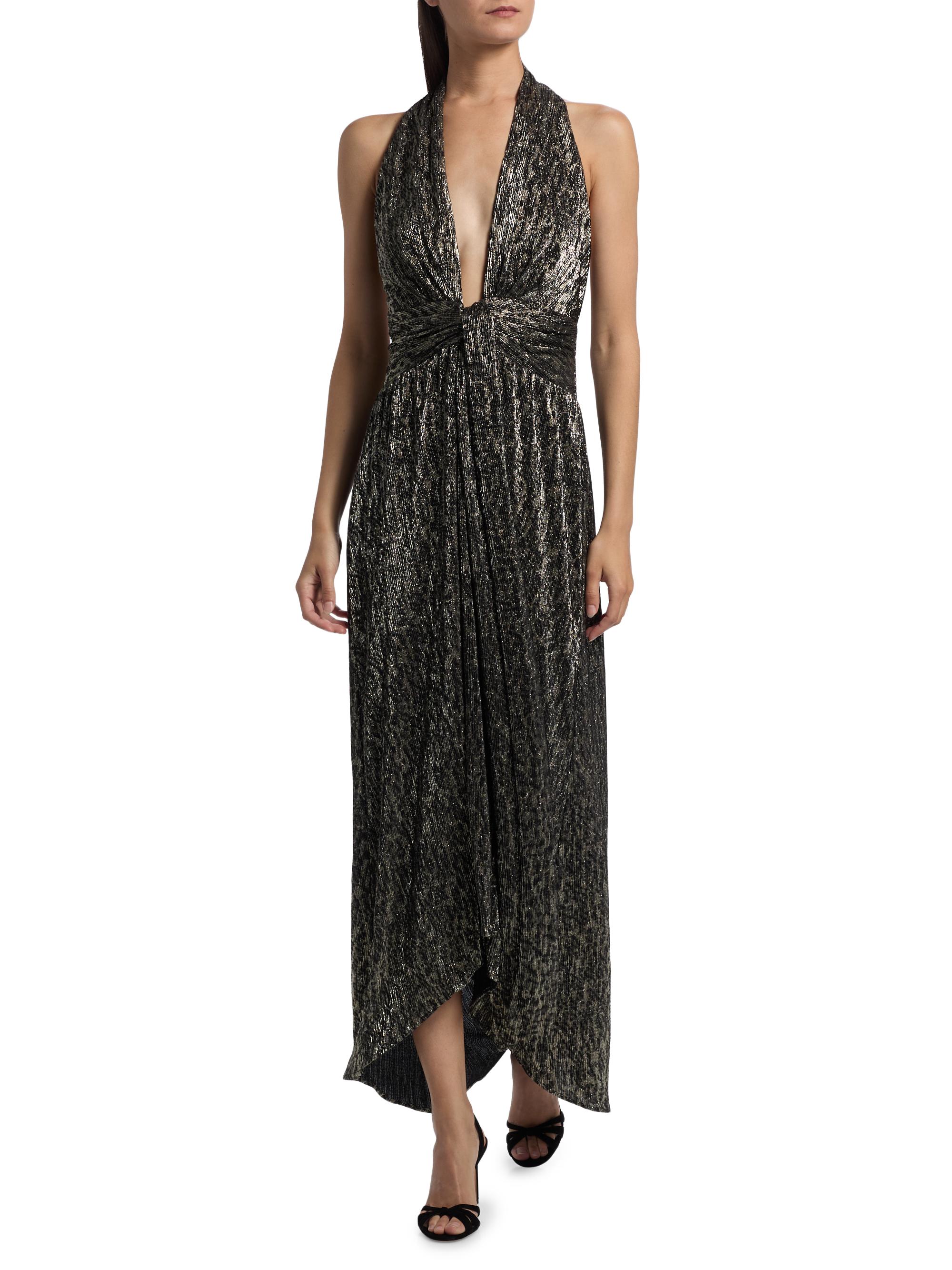 Ramy Brook Jill Crinkled Metallic High-Low Dress | Saks Fifth Avenue