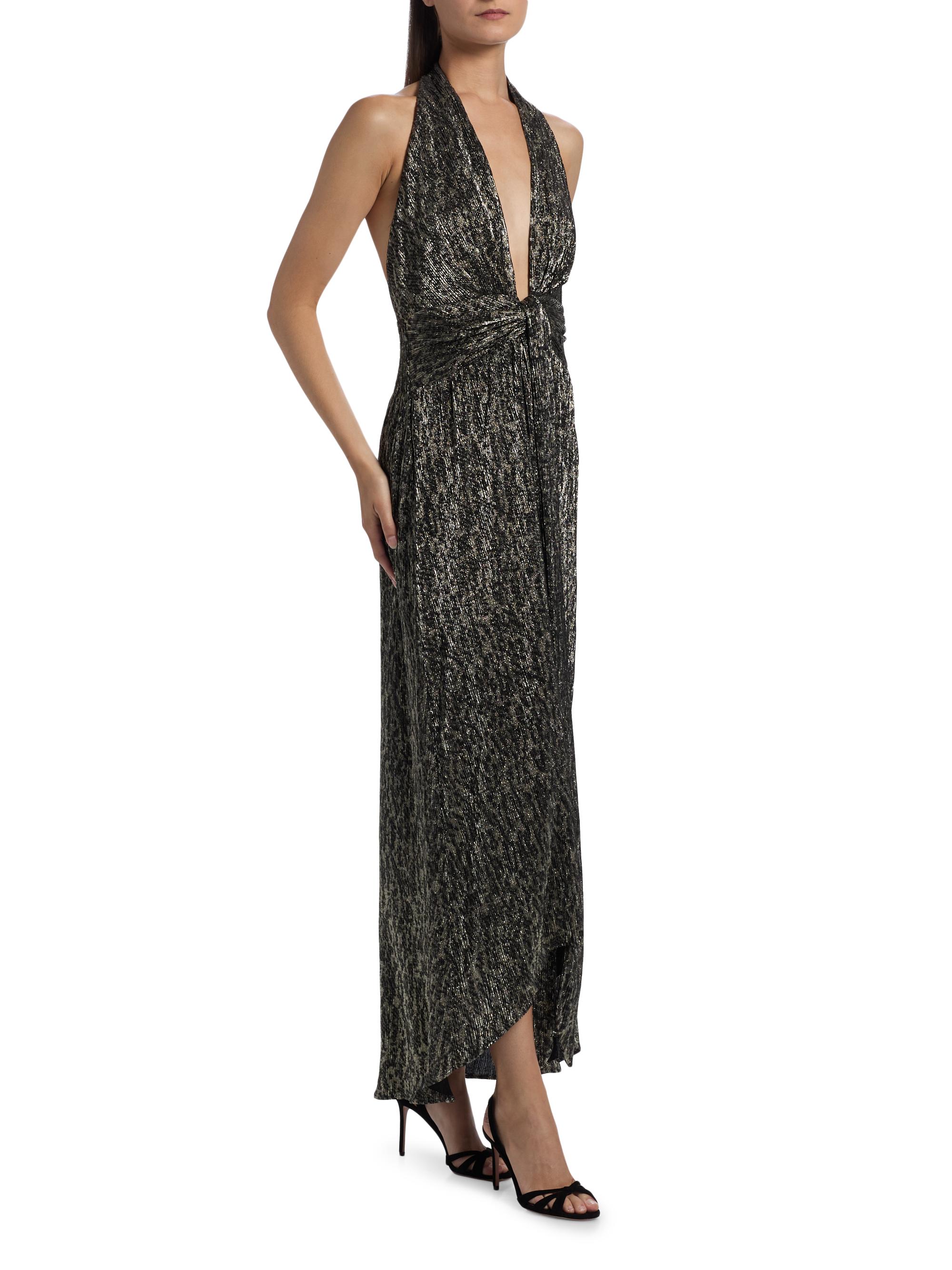 Ramy Brook Jill Crinkled Metallic High-Low Dress | Saks Fifth Avenue