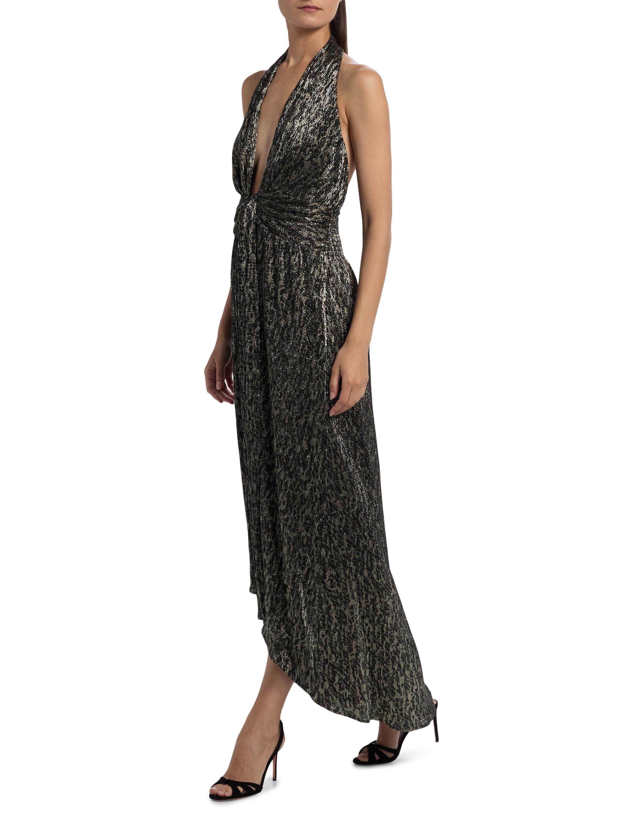 ハムママ。A15 黒　FRAMe WORK　即発送　 新品　フレンチリネン Ramy Brook Jill Crinkled Metallic High-Low Dress | Saks Fifth Avenue