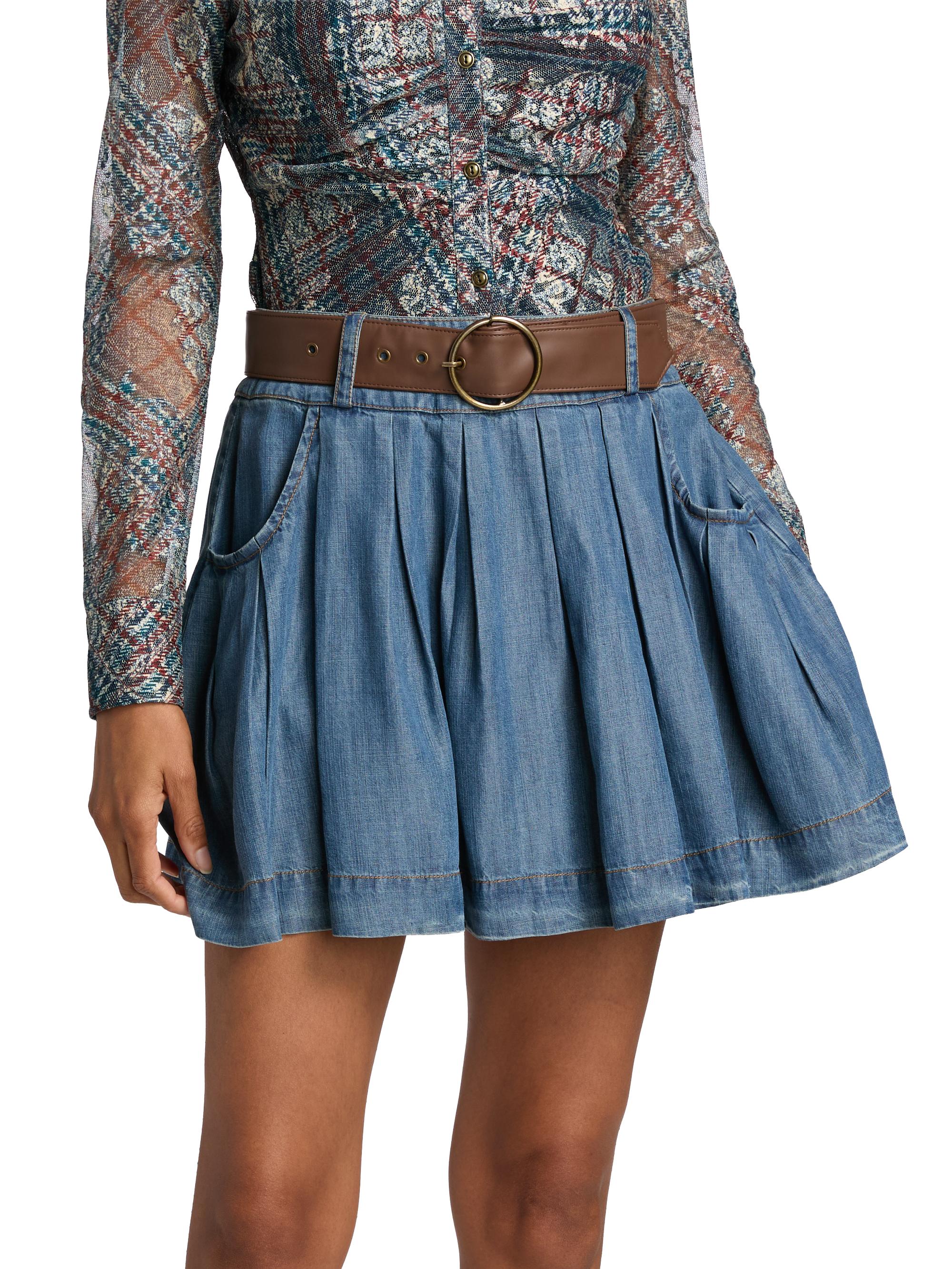 Ramy Brook Owen Belted Chambray Skirt | Saks Fifth Avenue