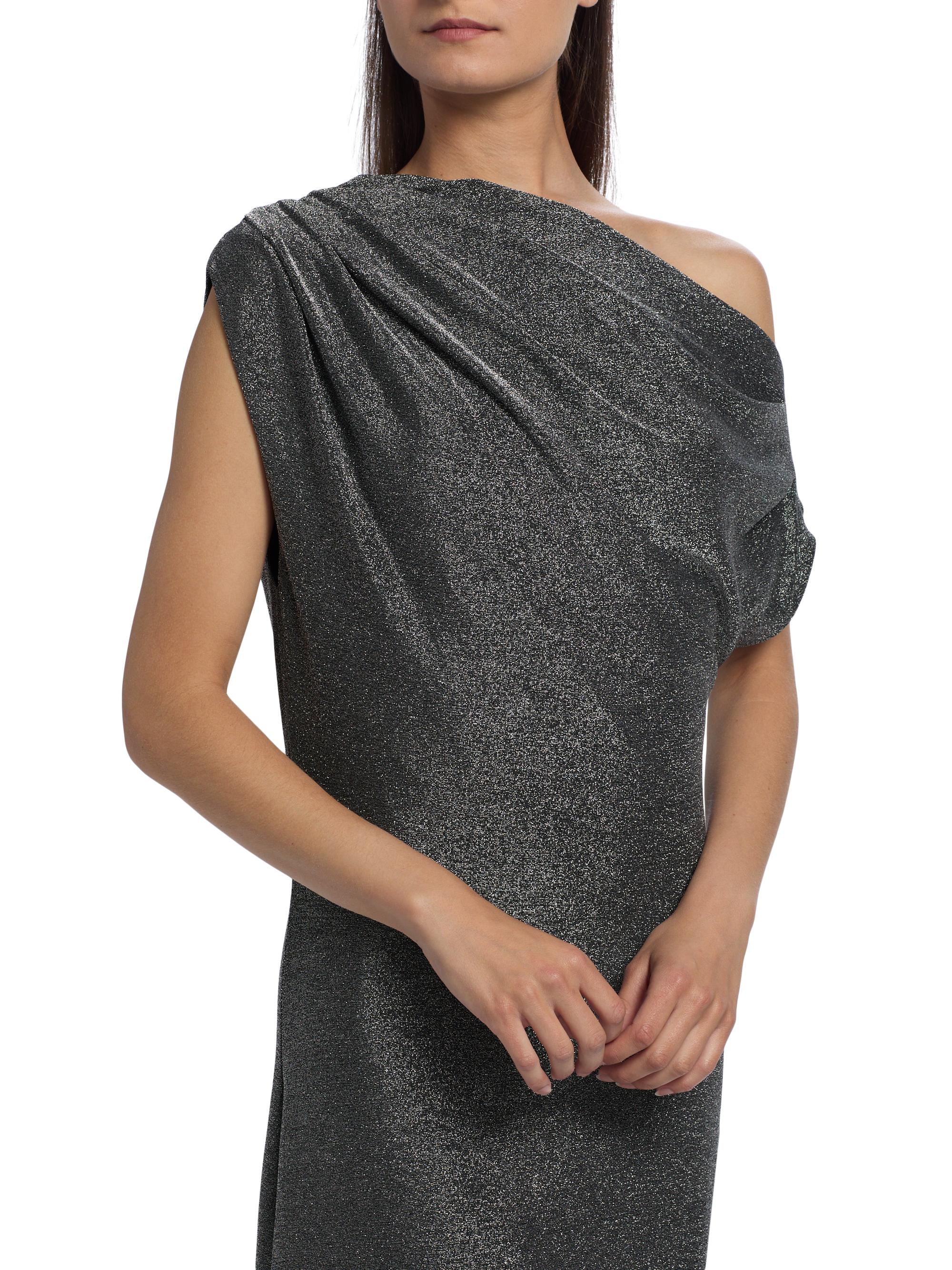 metallic one shoulder midi dress Lucinda Metallic One Shoulder Midi Dress