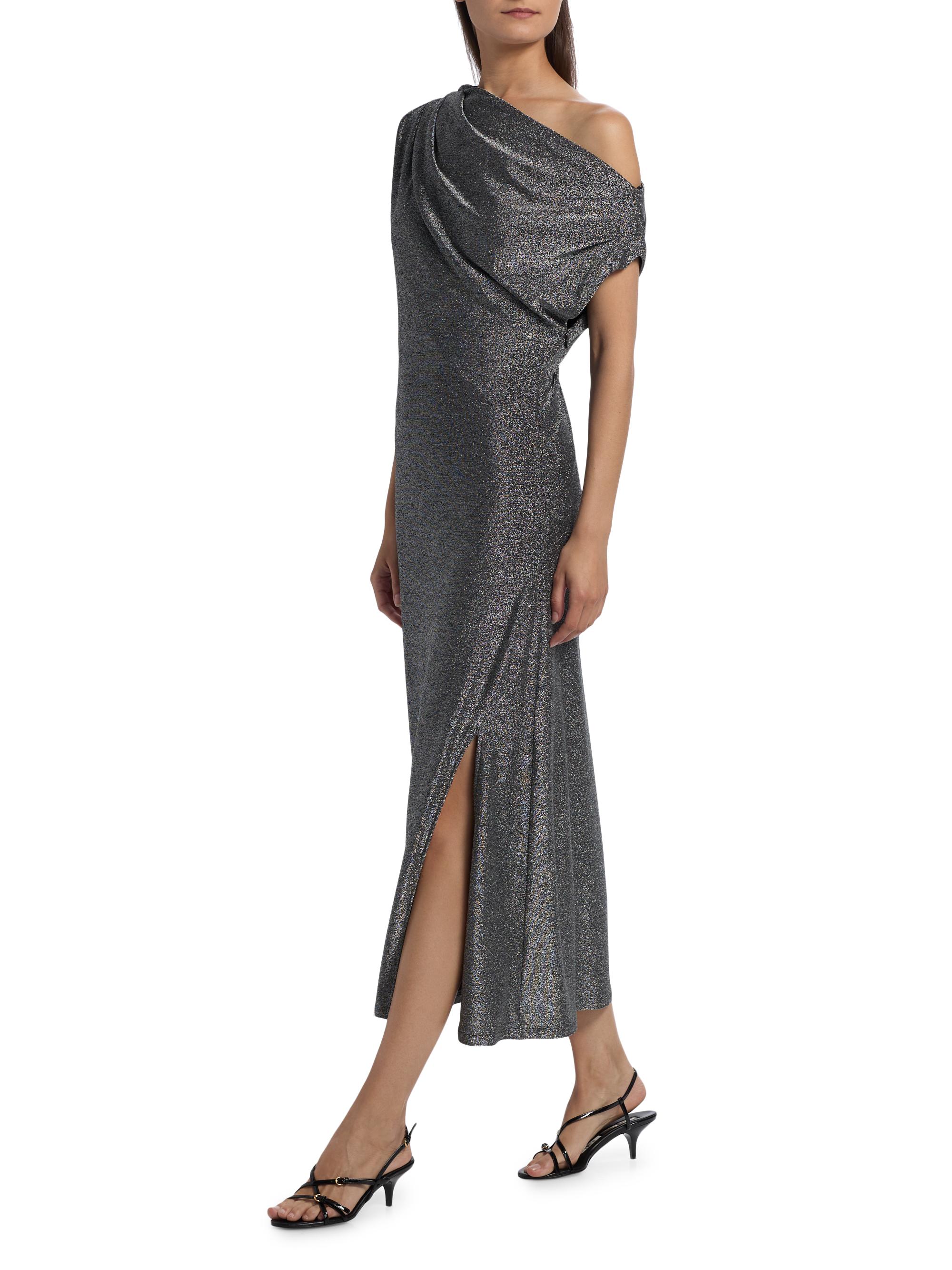 Ramy Brook Rocker Chet Shimmer One-Shoulder Midi-Dress | Saks