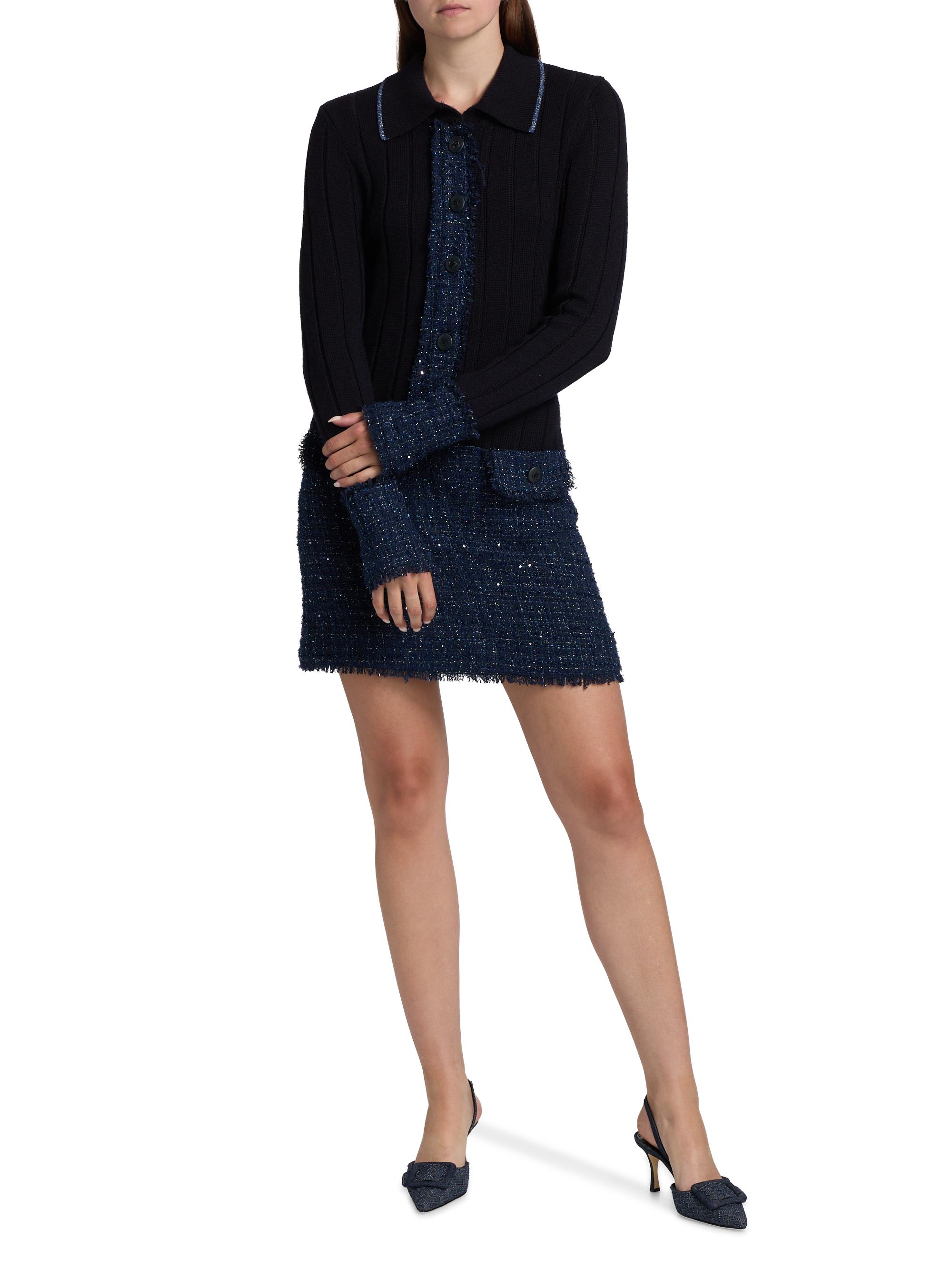 Ramy Brook Ellen Tweed & Wool Rib-Knit Minidress | Saks Fifth Avenue
