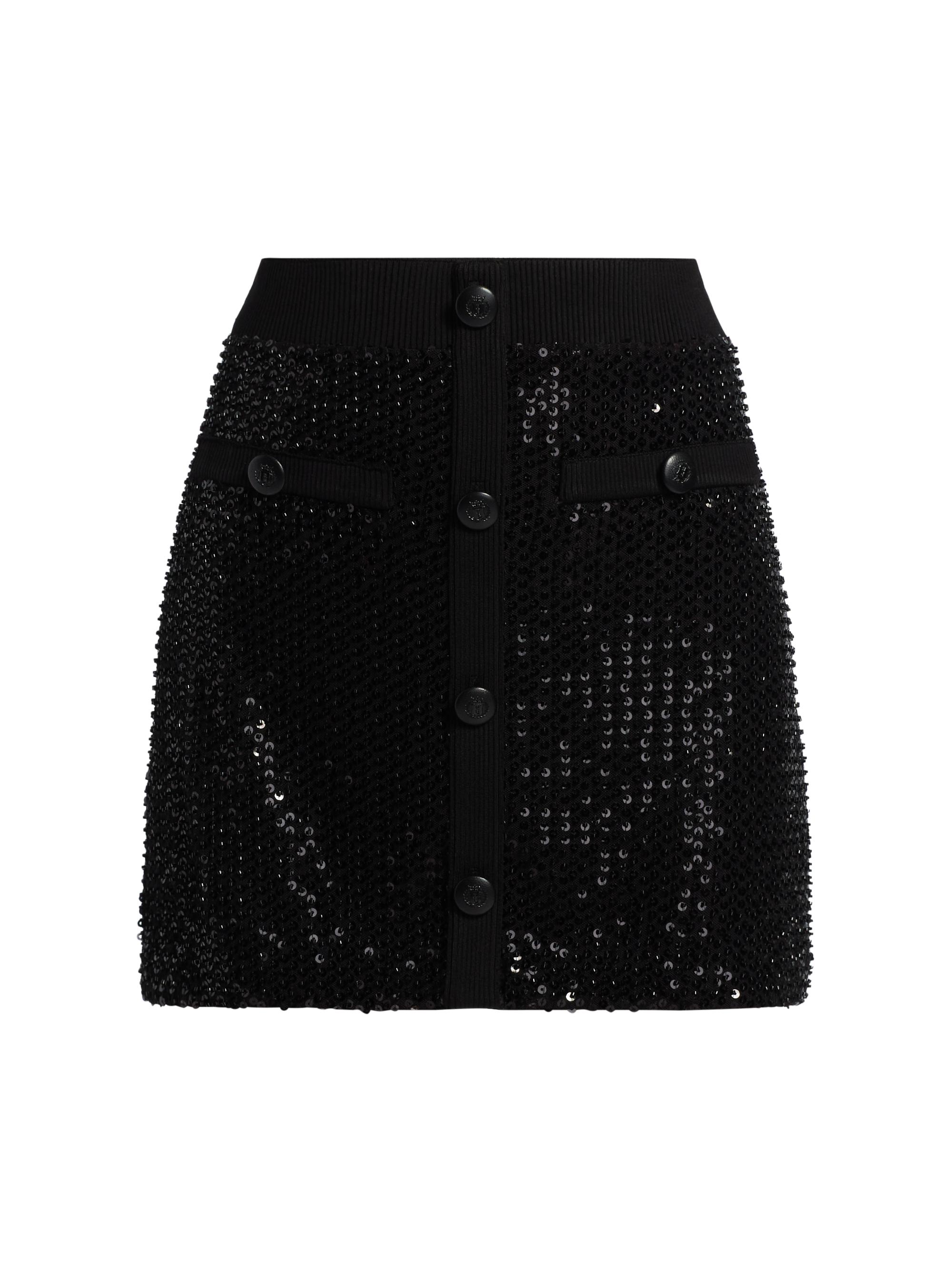 Ramy Brook Women's Ashley Sequined Miniskirt - Black Beaded Mesh