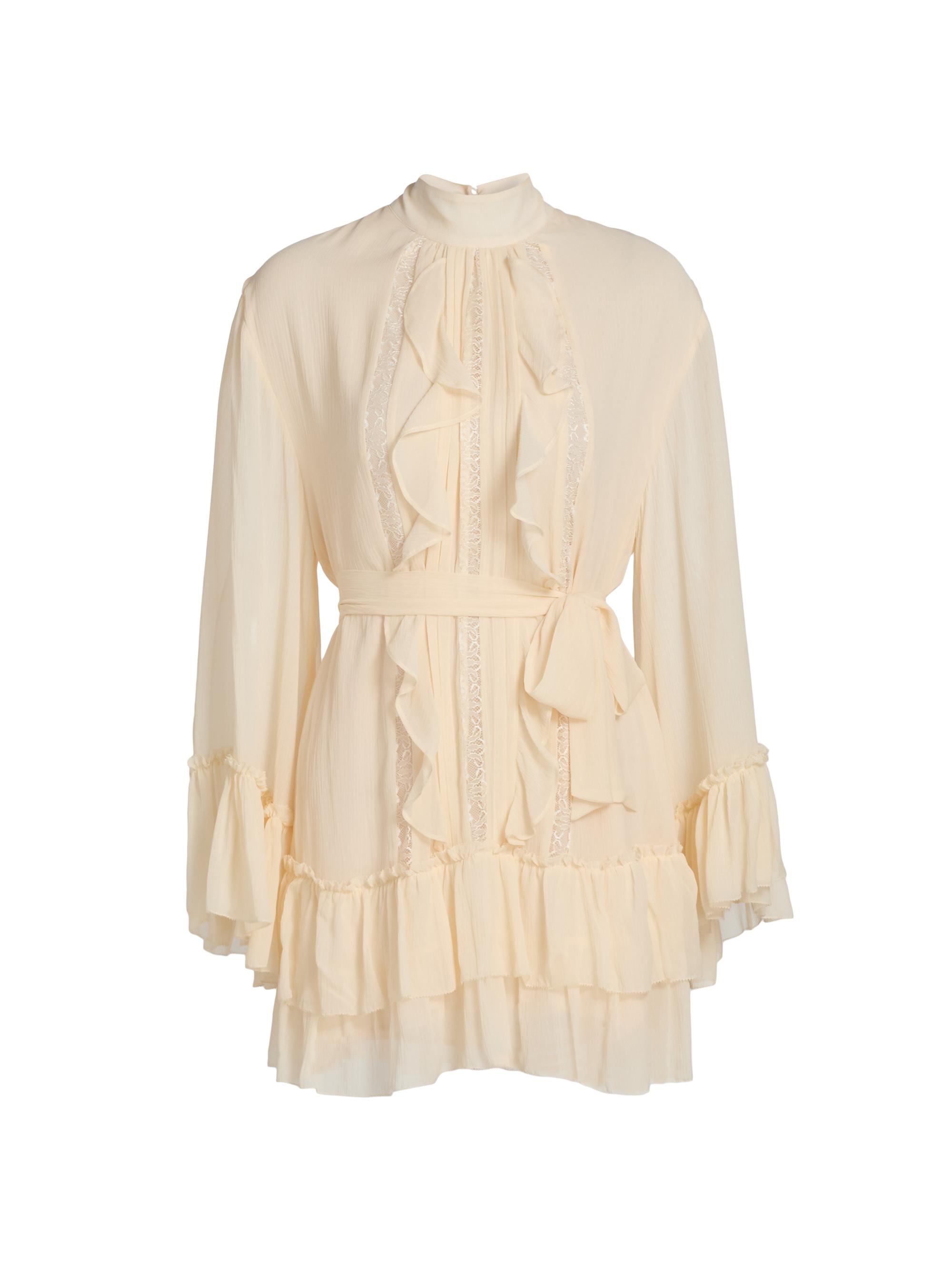 Ramy Brook Women's Claudia Ruffled Silk Minidress - Bone