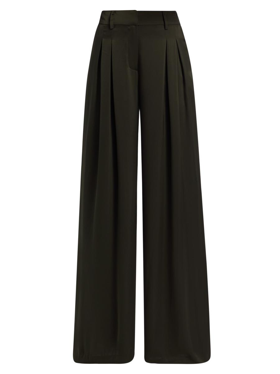 Ramy Brook Women's Oscar Pleated Wide-leg Pants In Green