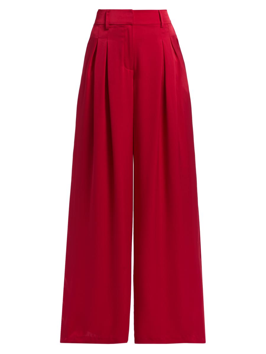 Ramy Brook Women's Oscar Pleated Wide-leg Pants In Red