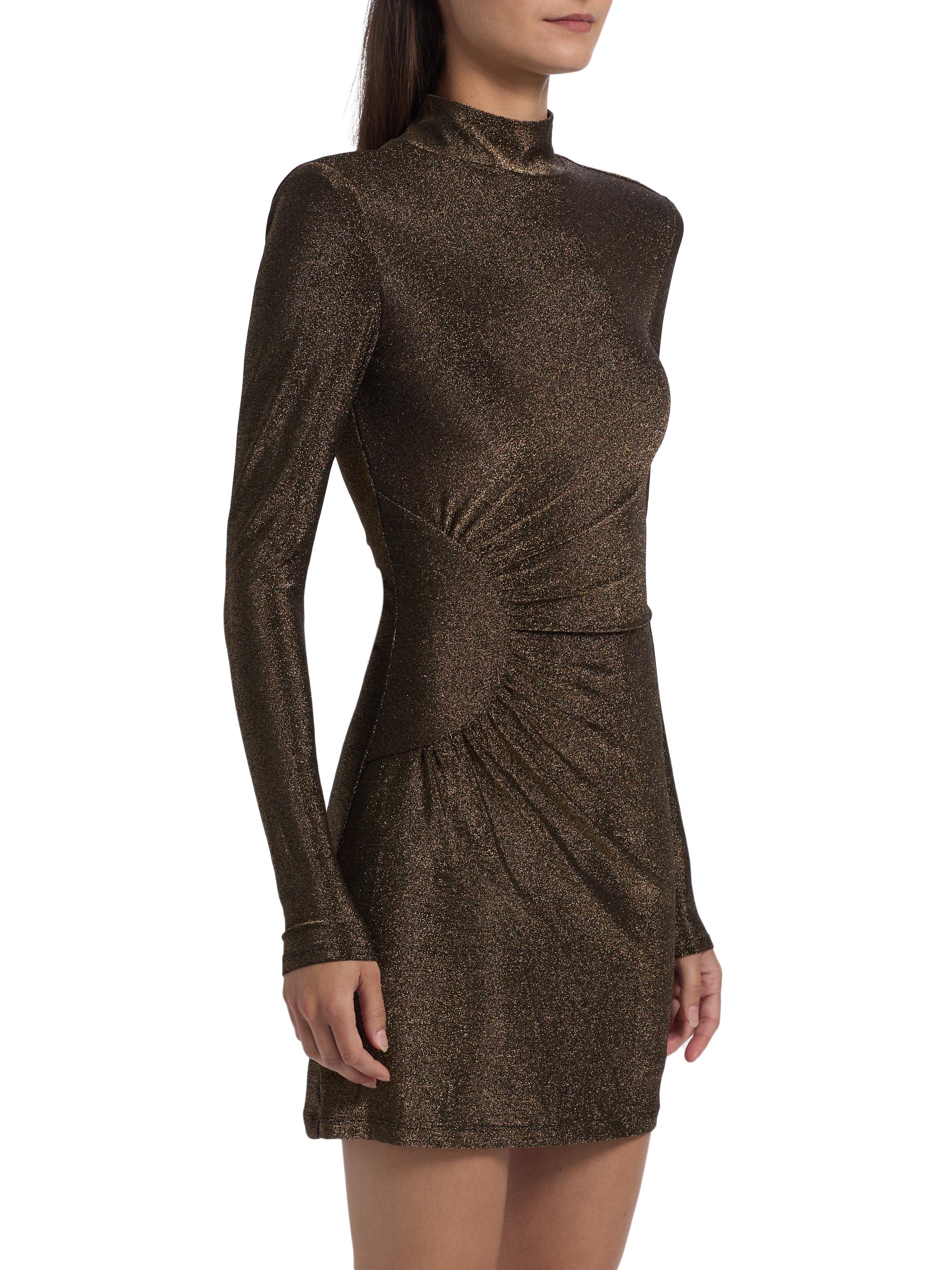 amarylis sparkle knit mock neck mini dress Amarylis Sparkle Knit Mock Neck Mini Dress - GOLD KNIT
