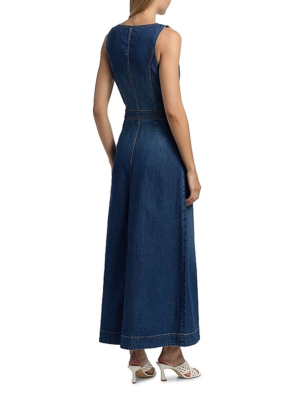 denim maxi dress sleeveless Wrangler Women's Retro Dress, XL line silhouette Denim Blues Maxi Zuri
