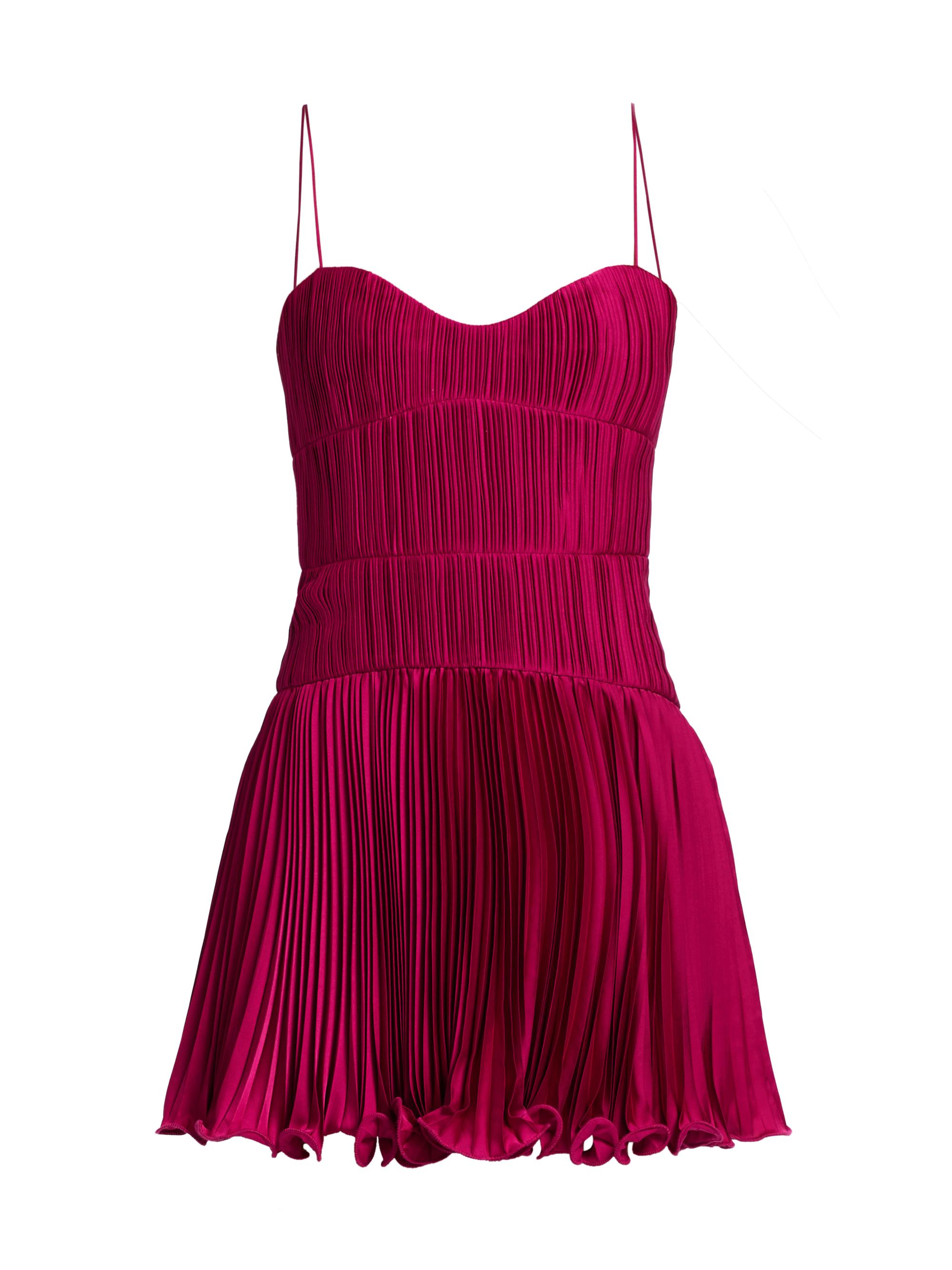 Amur Women's Cami Pleated Satin Minidress - Berry Blush