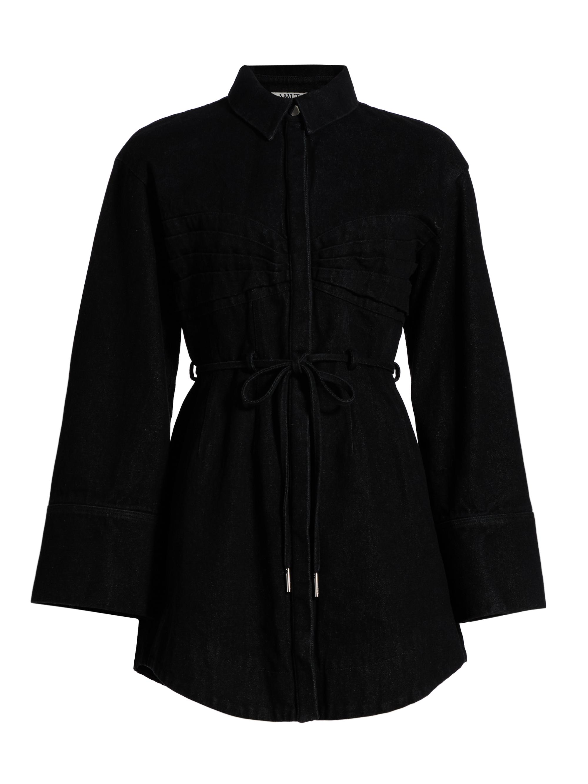 Amur Women's Denim Button-Front Tie-Waist Minidress - Charcoal Denim