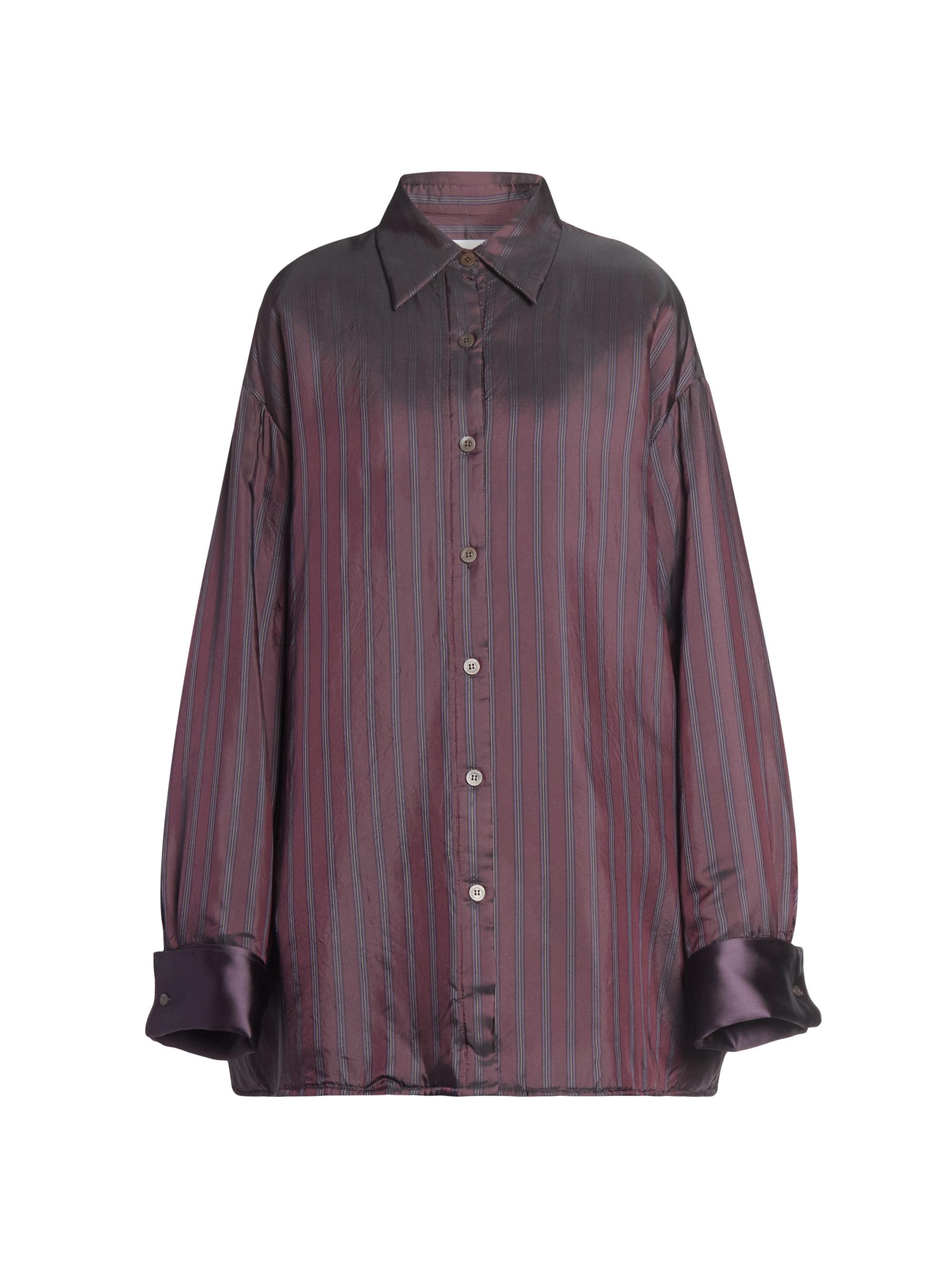Dries Van Noten Cartan Striped Satin Oversized Shirt | Saks Fifth