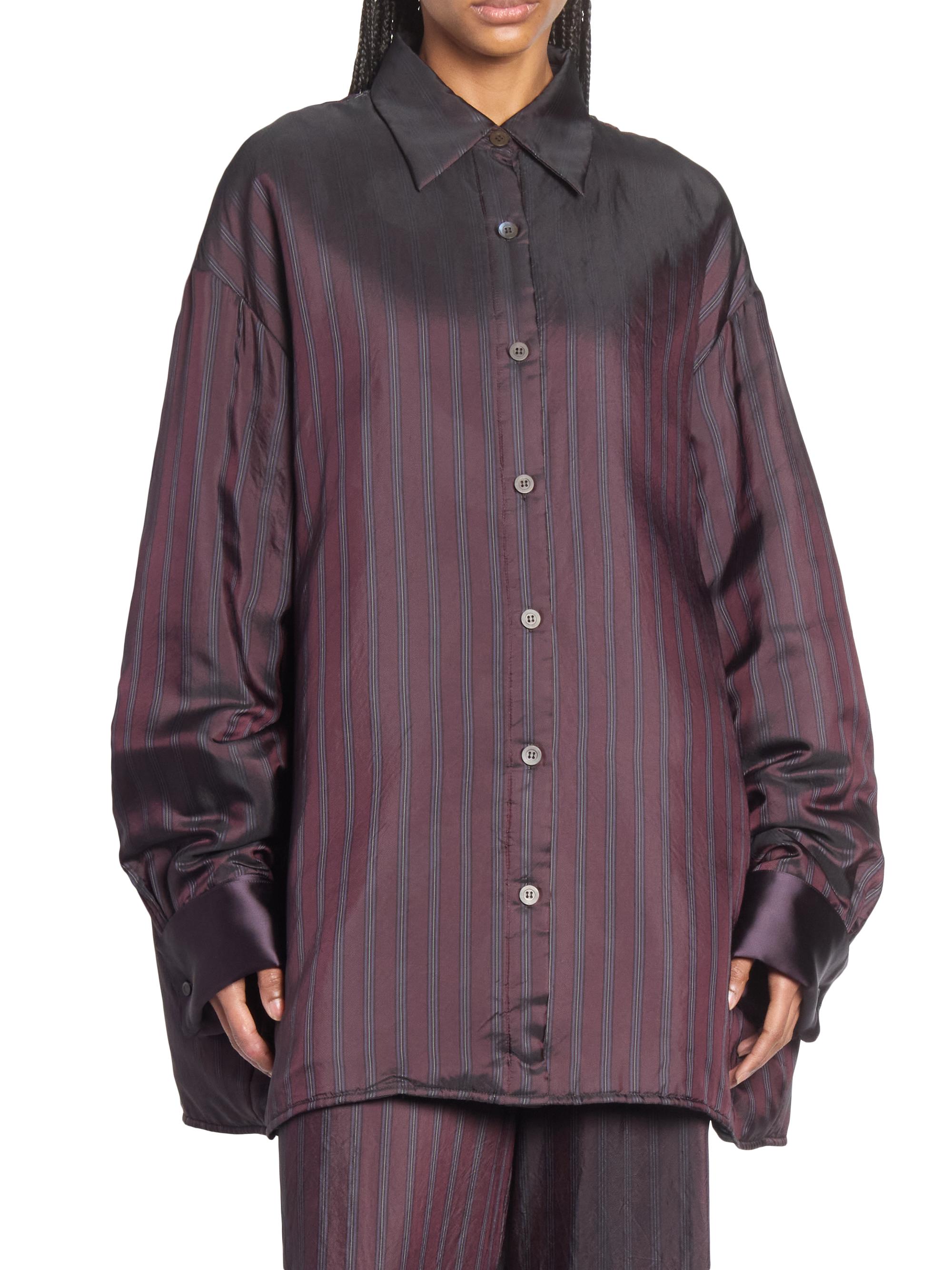 Dries Van Noten Cartan Striped Satin Oversized Shirt | Saks Fifth