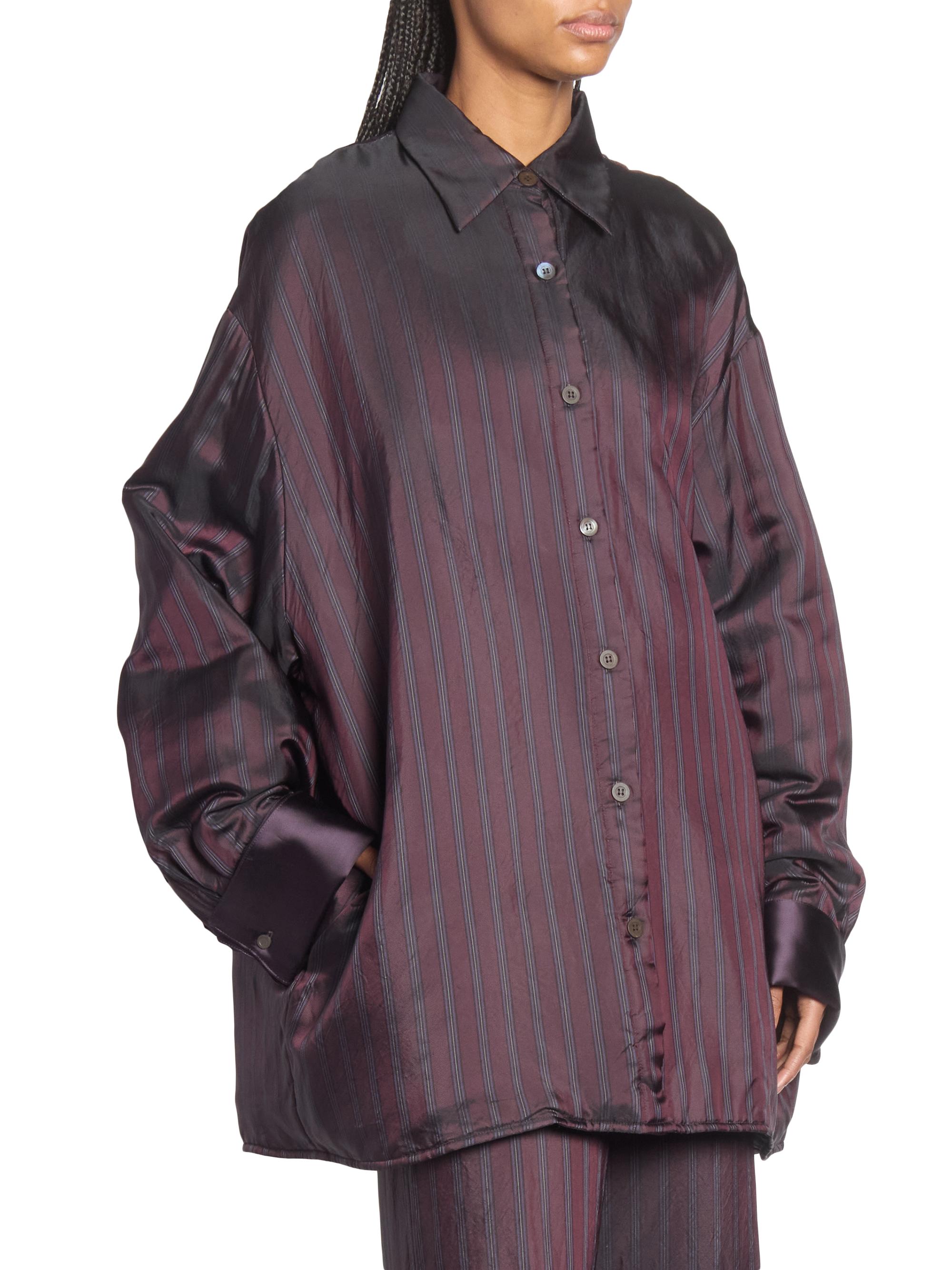 Dries Van Noten Cartan Striped Satin Oversized Shirt | Saks Fifth