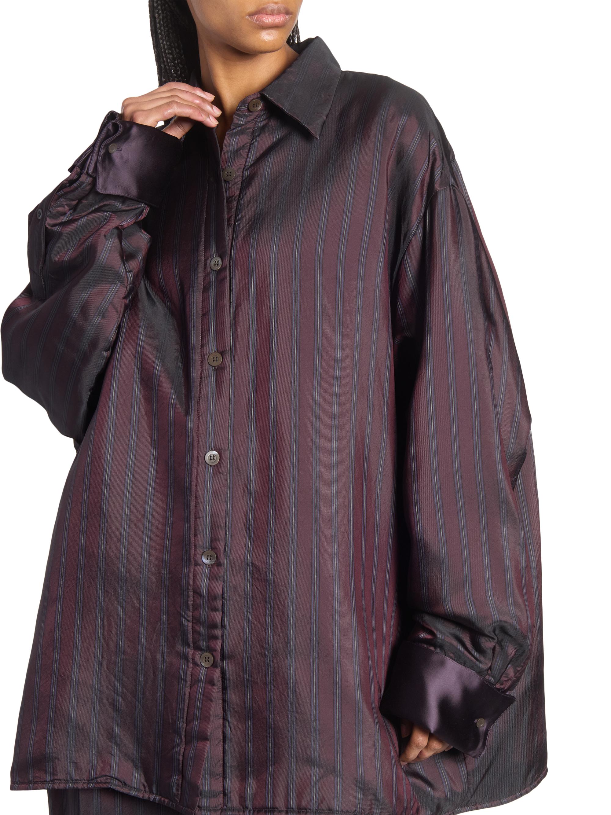Dries Van Noten Cartan Striped Satin Oversized Shirt | Saks Fifth