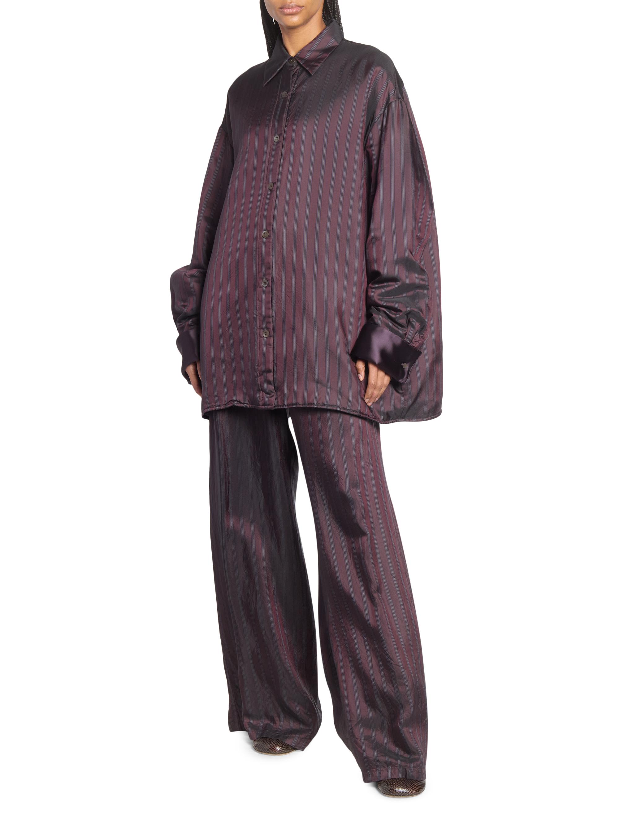 Dries Van Noten Cartan Striped Satin Oversized Shirt | Saks Fifth