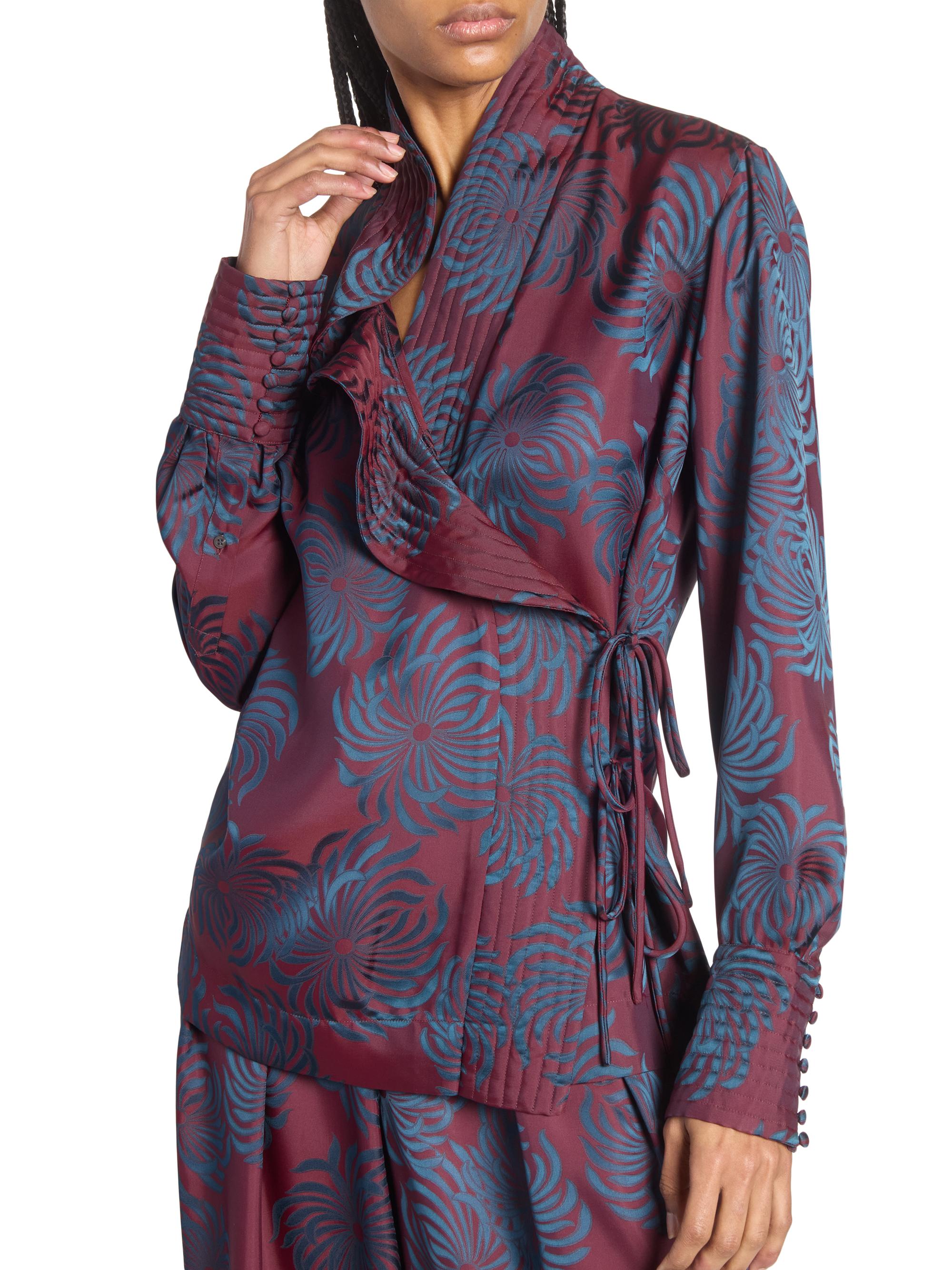 Dries Van Noten Calberton Ruffled Jacquard Wrap Blouse | Saks