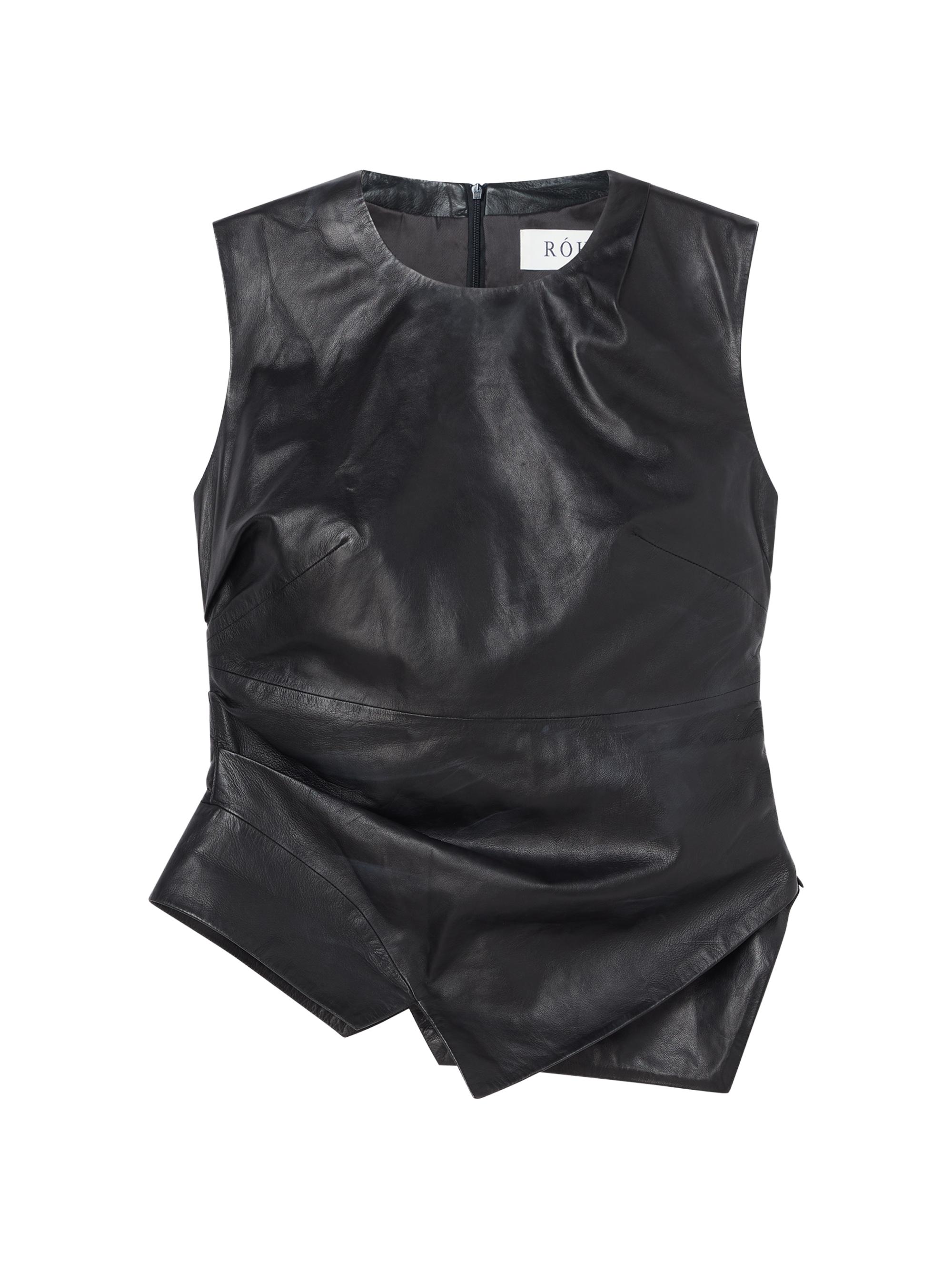 Róhe Women's Draped Leather Top - Black