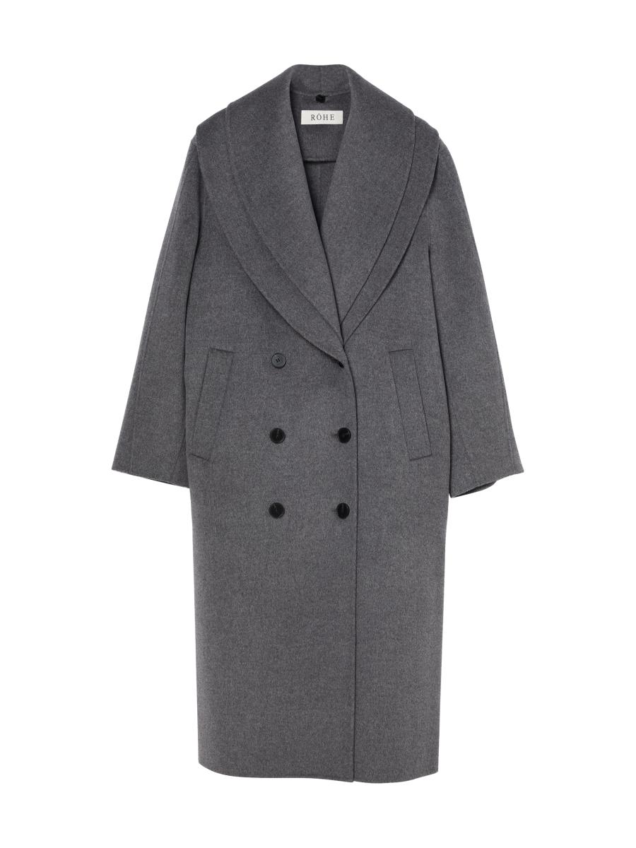 Rohe Women's Signature Double-faced Scarf Coat In Mid Grey Melange