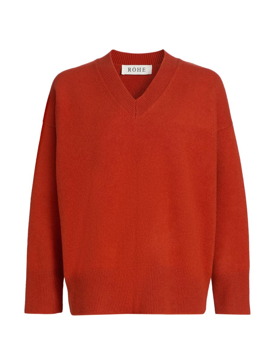 Rohe Women's Classic Wool V-neck Sweater In Orange