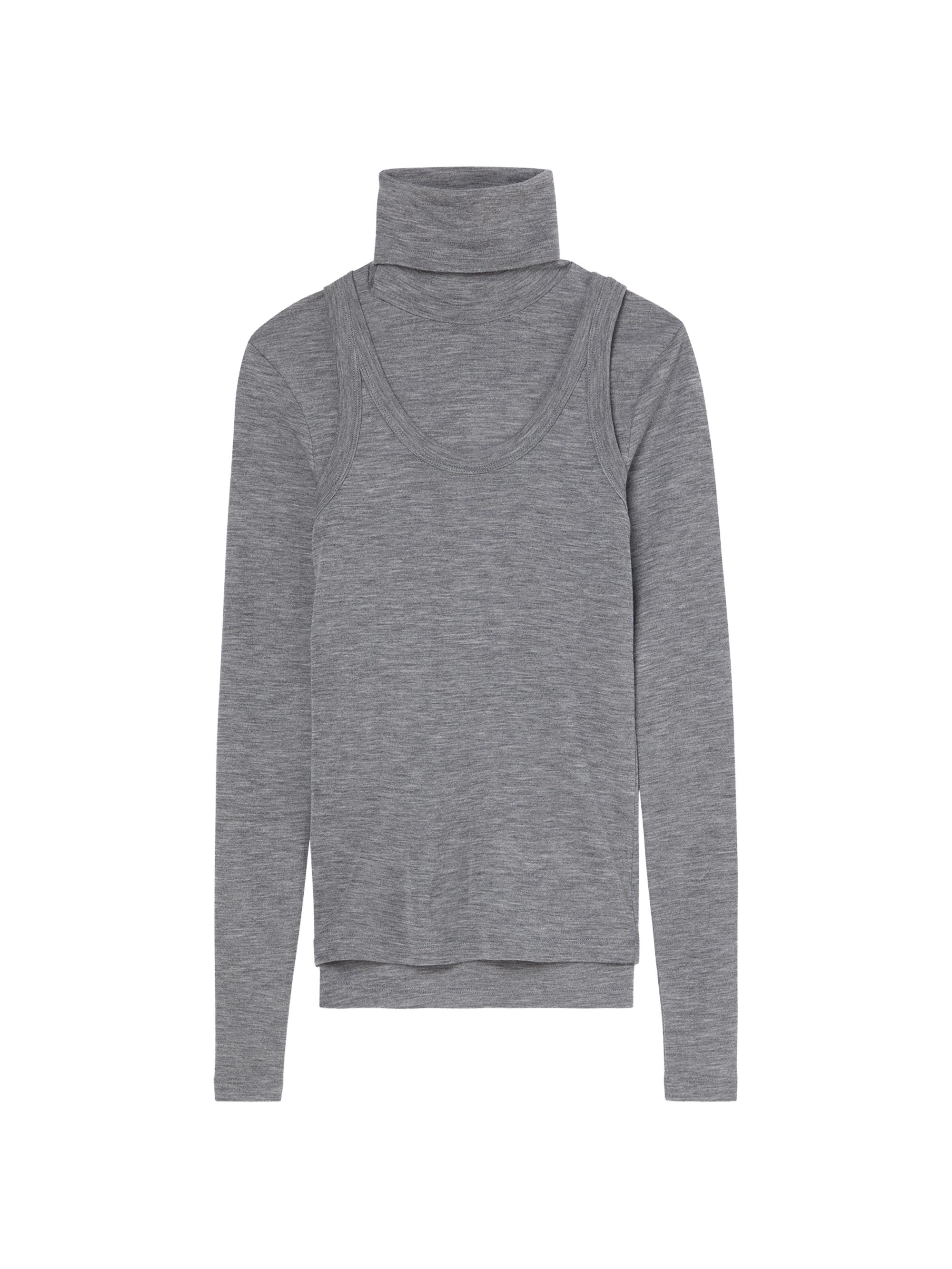 Róhe Women's Double-Layer Merino Jersey Top - Mid Grey Melange