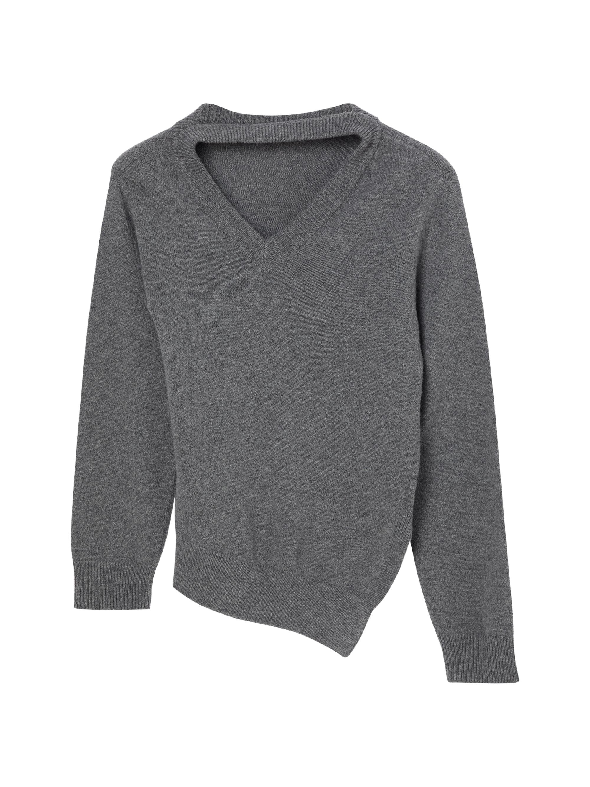 Róhe Women's Two-Way Wool-Cashmere Deconstructed Sweater - Mid Grey Melange