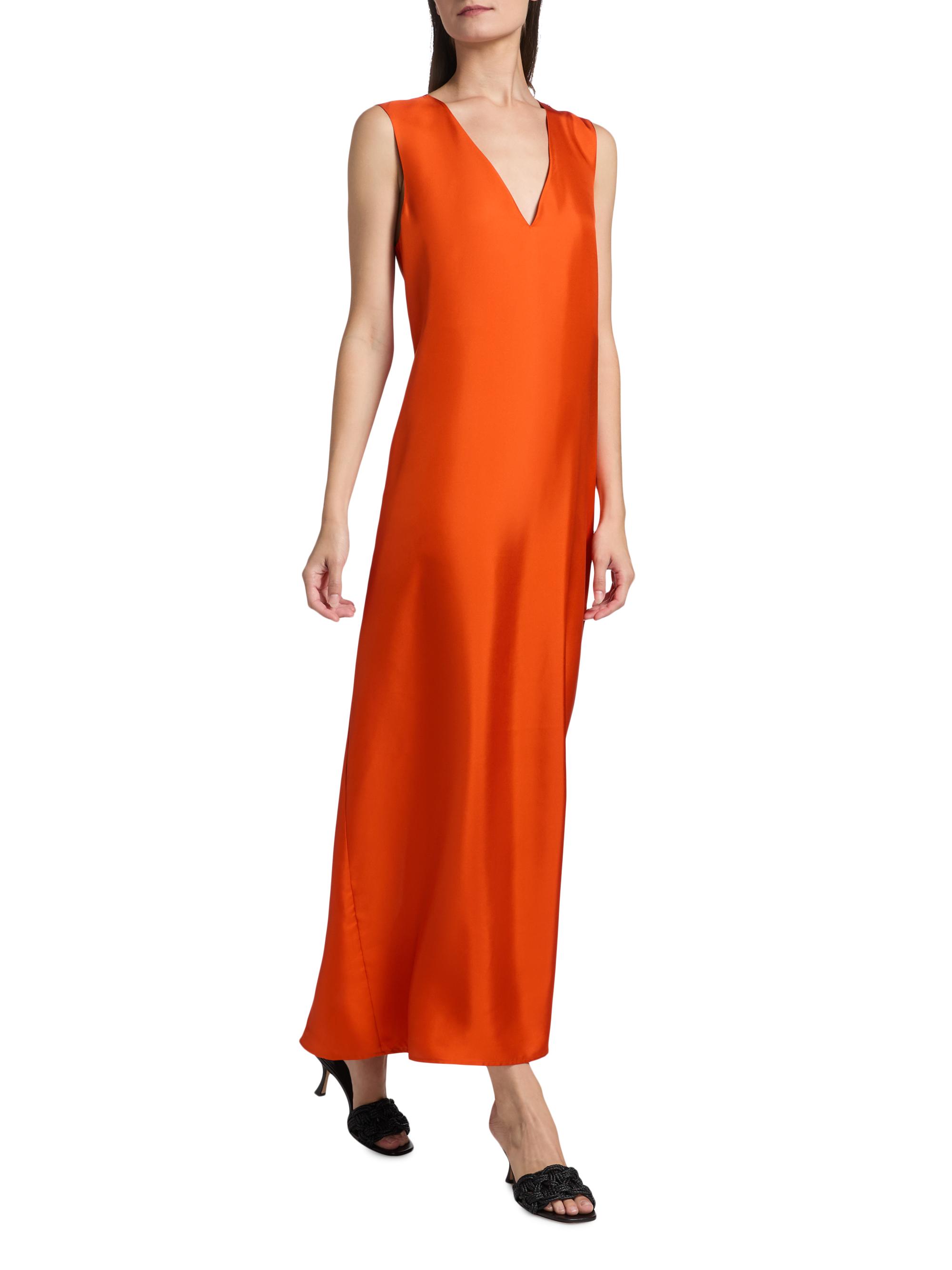 Donna Maxi Dress - Cowl Neck Column High Split Dress in Pale Pink