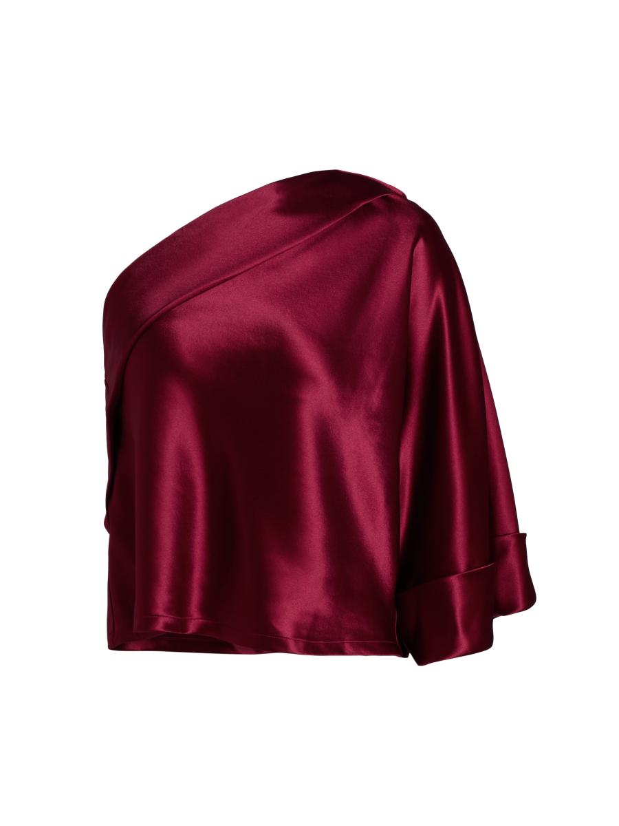 Nonchalant Label Women's Manon Satin One-shoulder Blouse In Burgundy