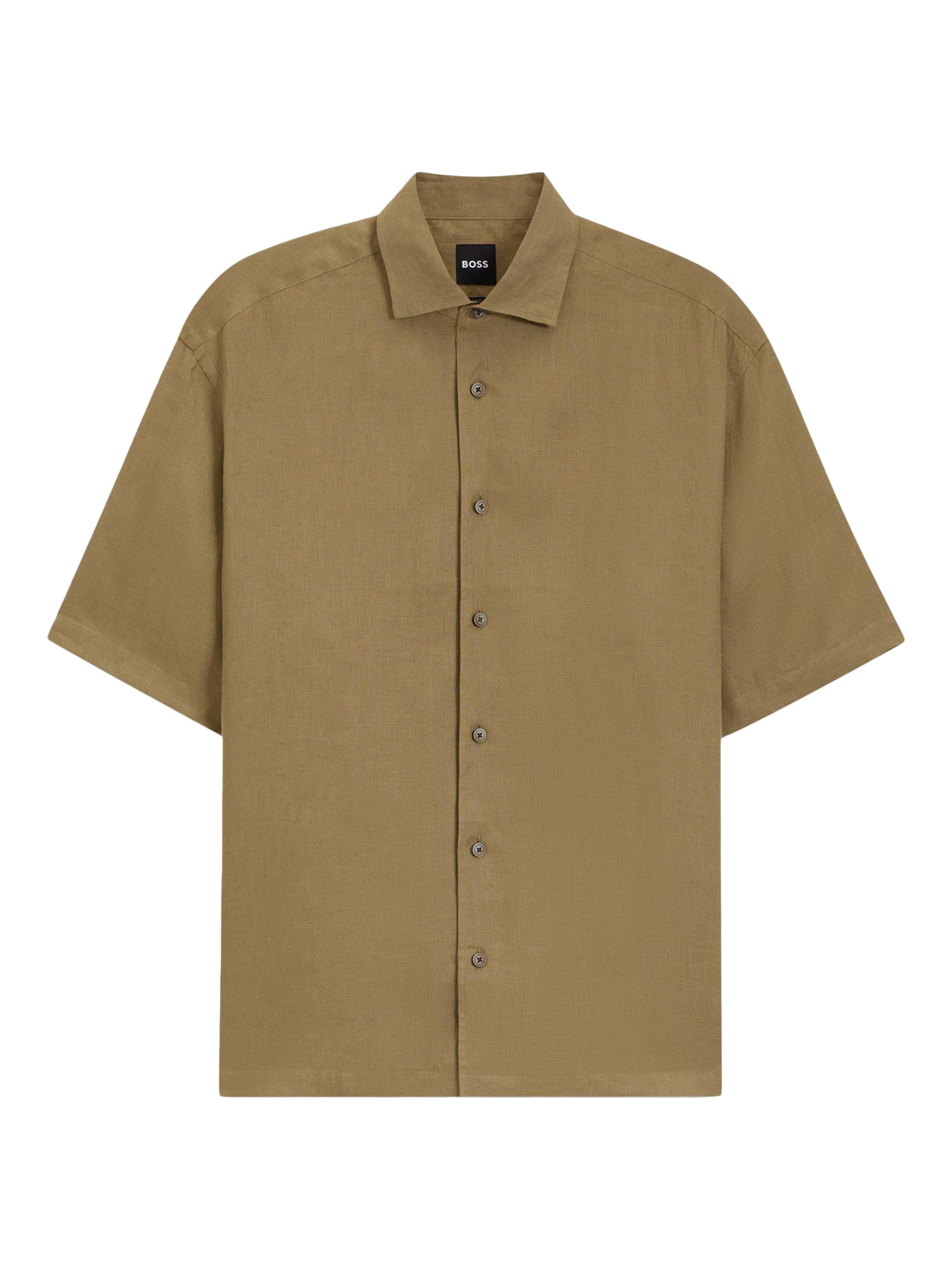 BOSS Men's Beckham x Boss Relaxed-Fit Shirt in Linen - Green