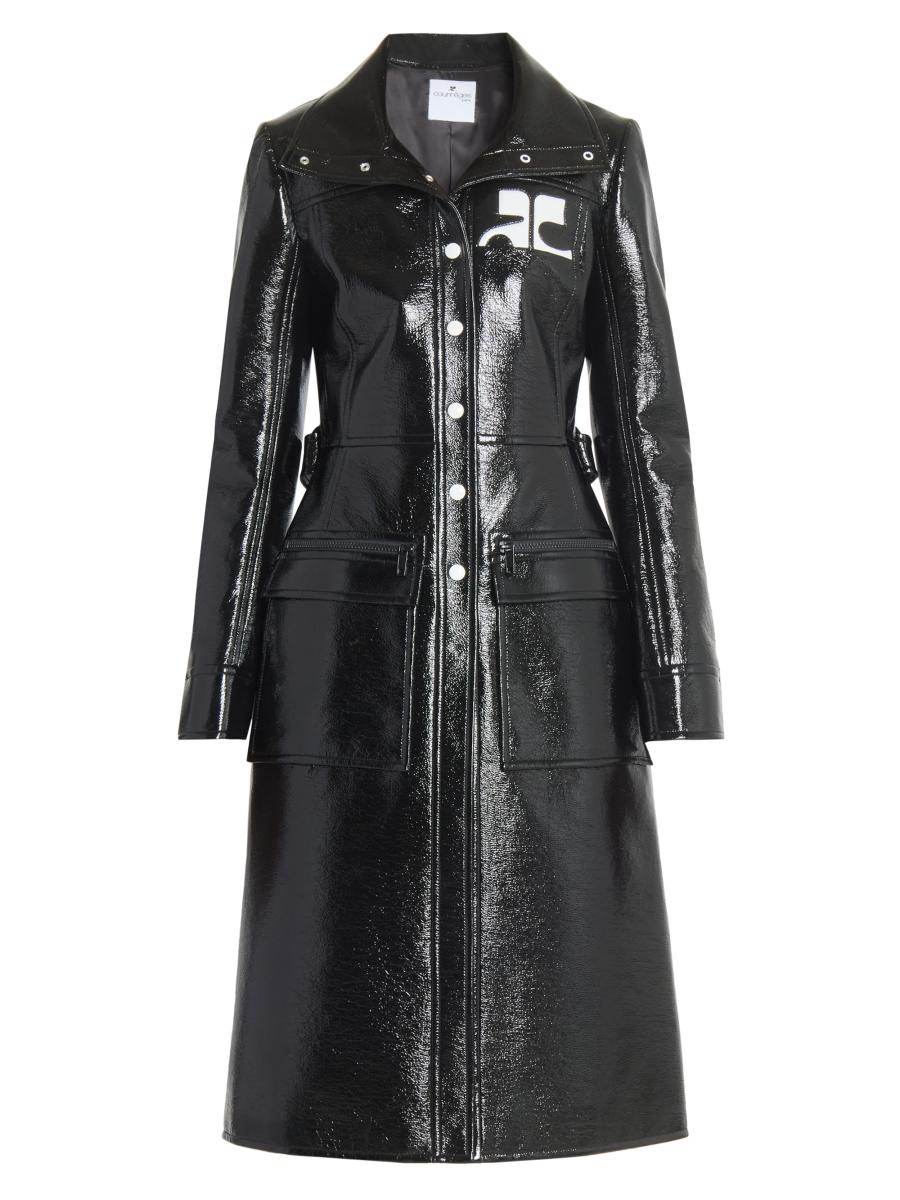 Courrèges Women's Reedition Vinyl Belted Trench Coat In Black