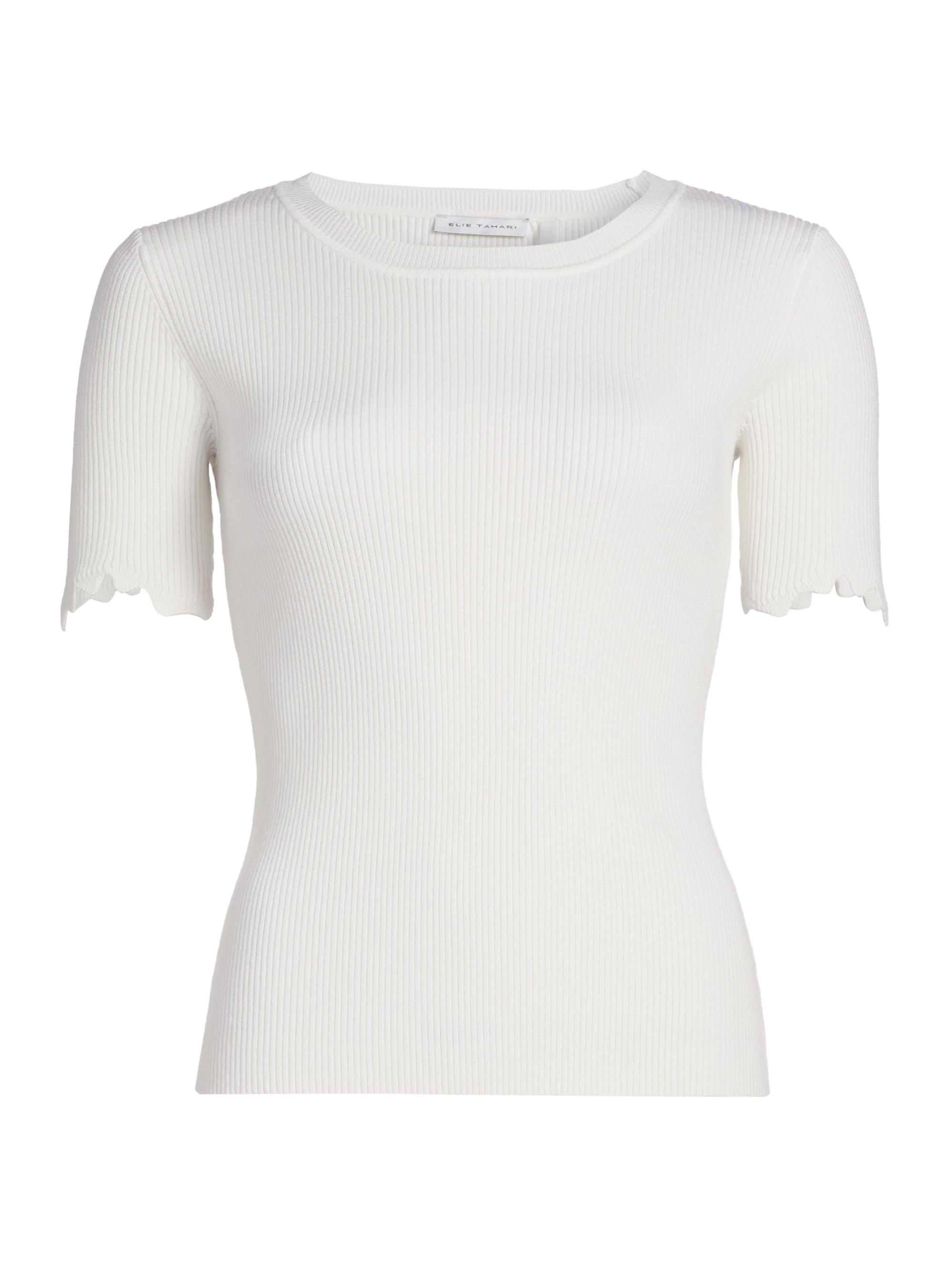 Elie Tahari Women's Christina Rib-Knit Top - Sky White