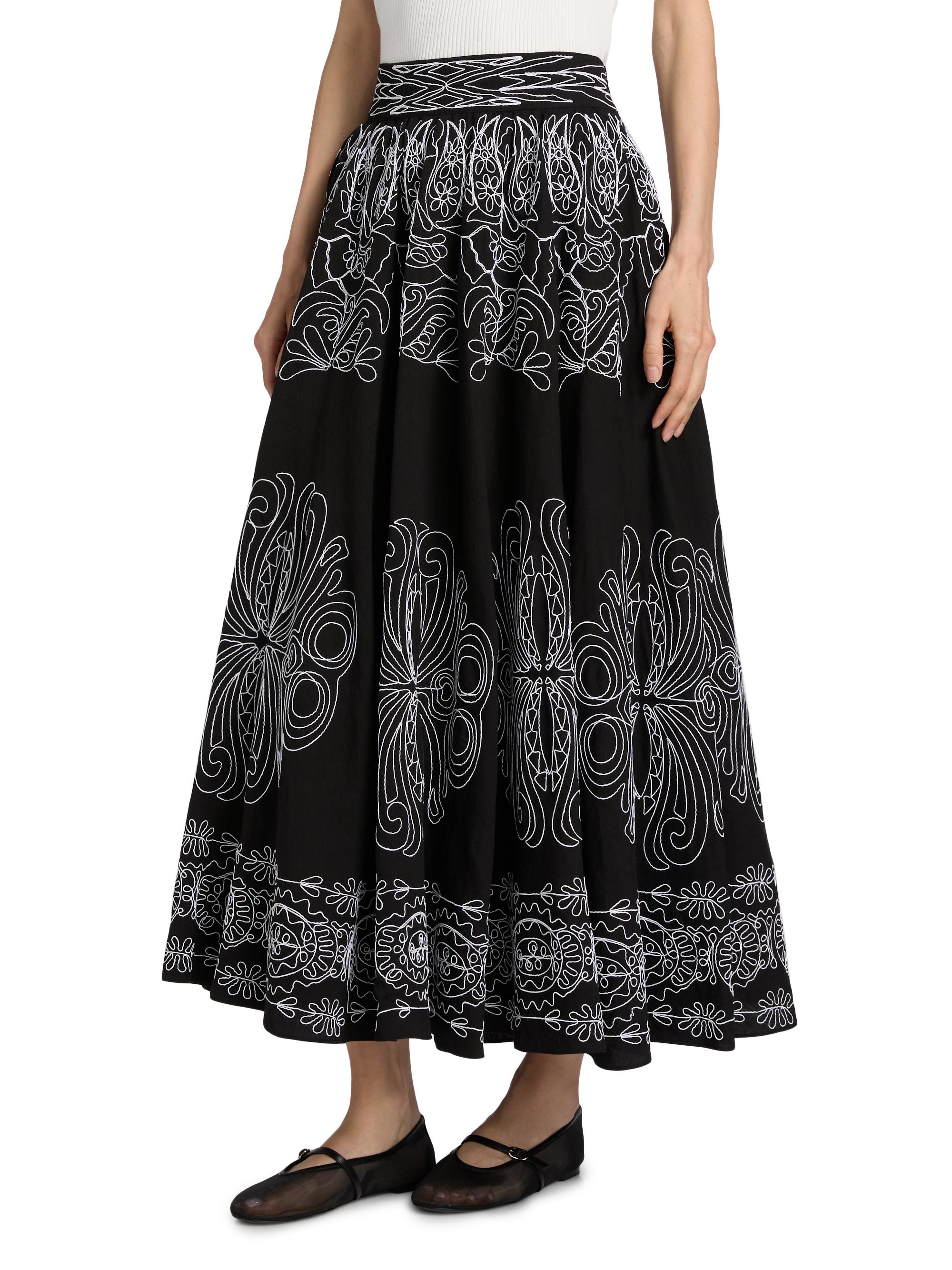 Elie Tahari Oriana Sutache Embroidered Maxi Skirt | Saks Fifth Avenue