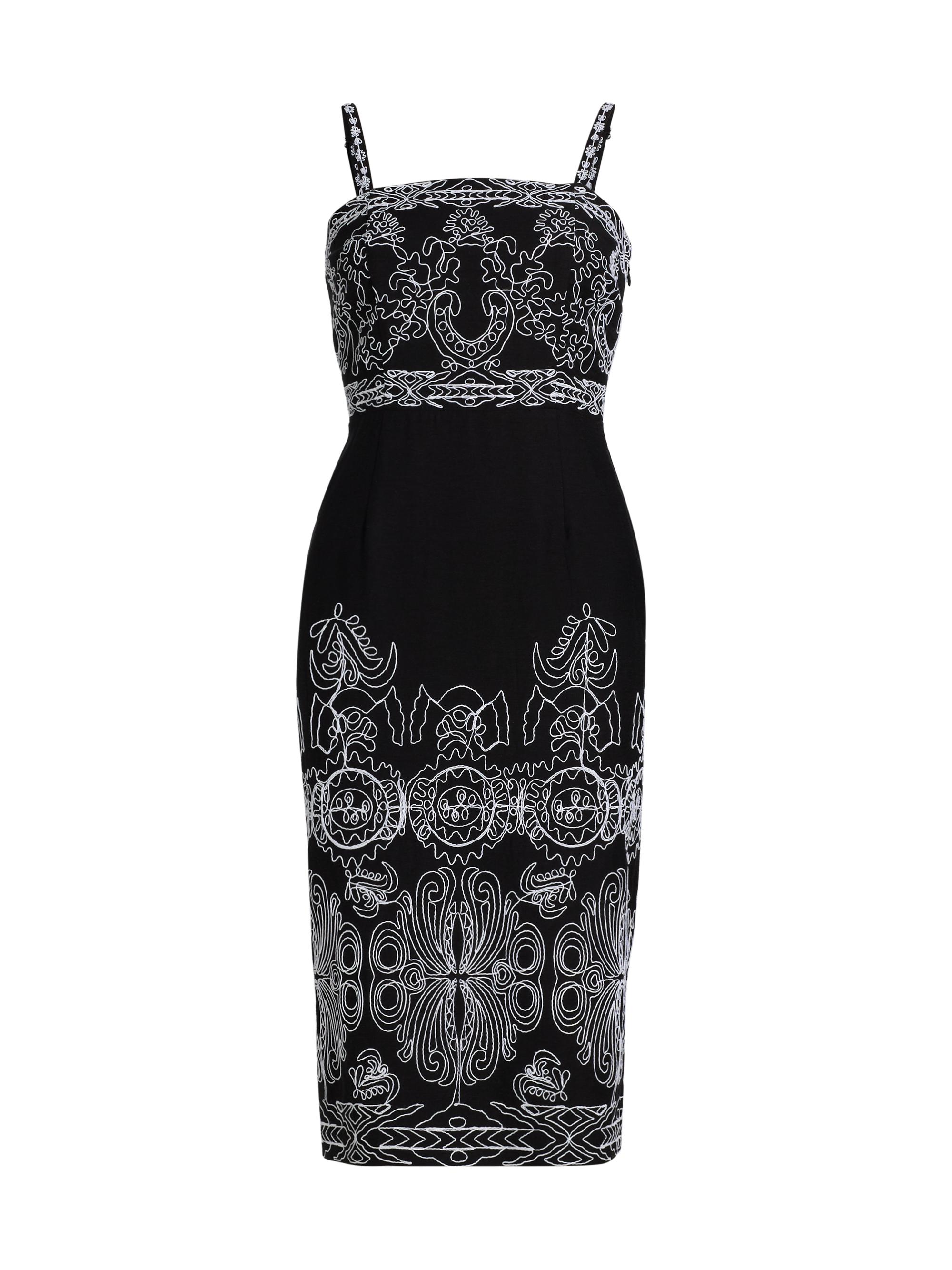 Elie Tahari Women's Oriana Sutache Embroidered Knee-Length Minidress - Noir And White