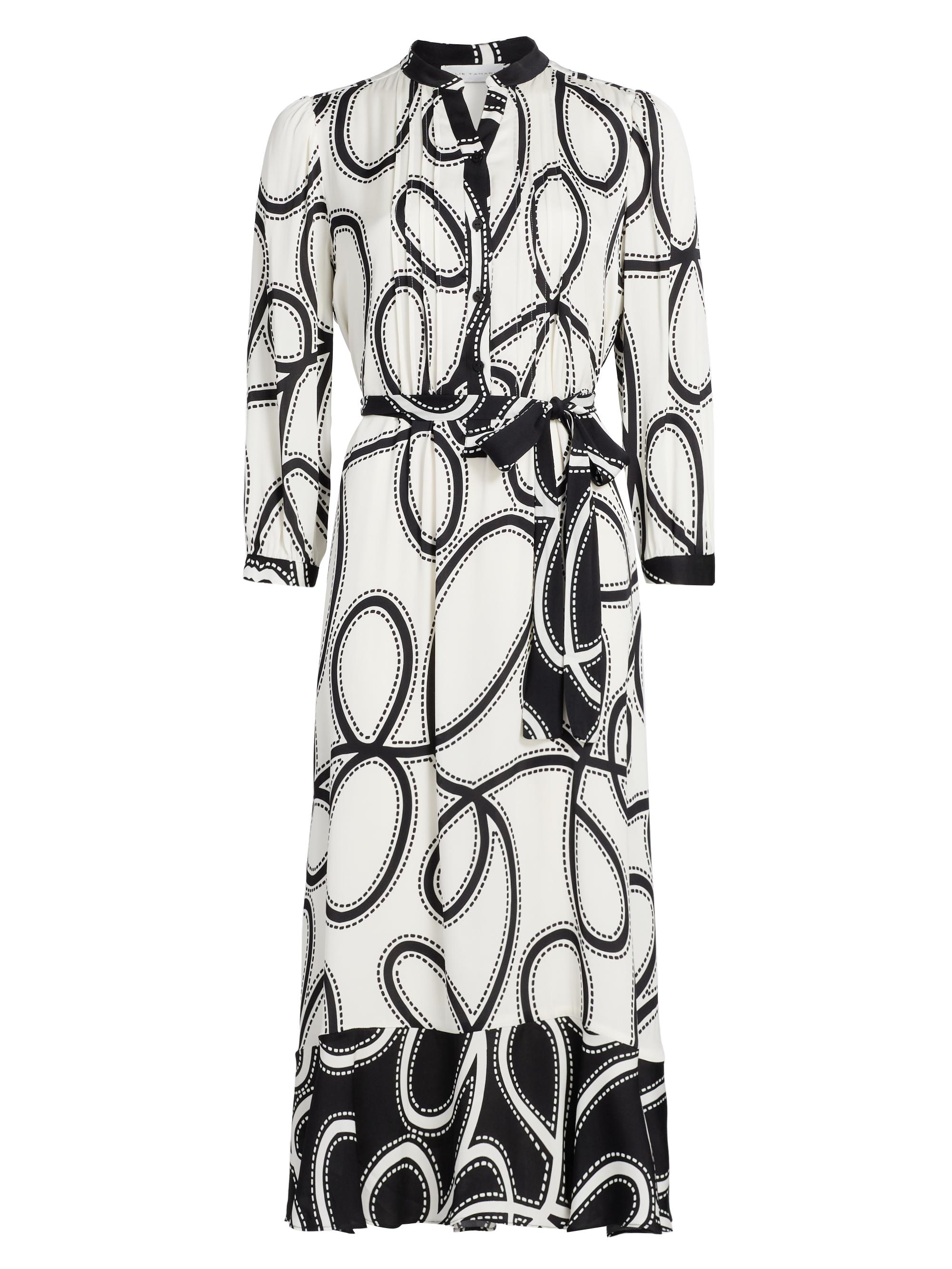 Elie Tahari Women's Phoenix Dotted Silk-Blend Midi-Dress - Dotted Scroll Print