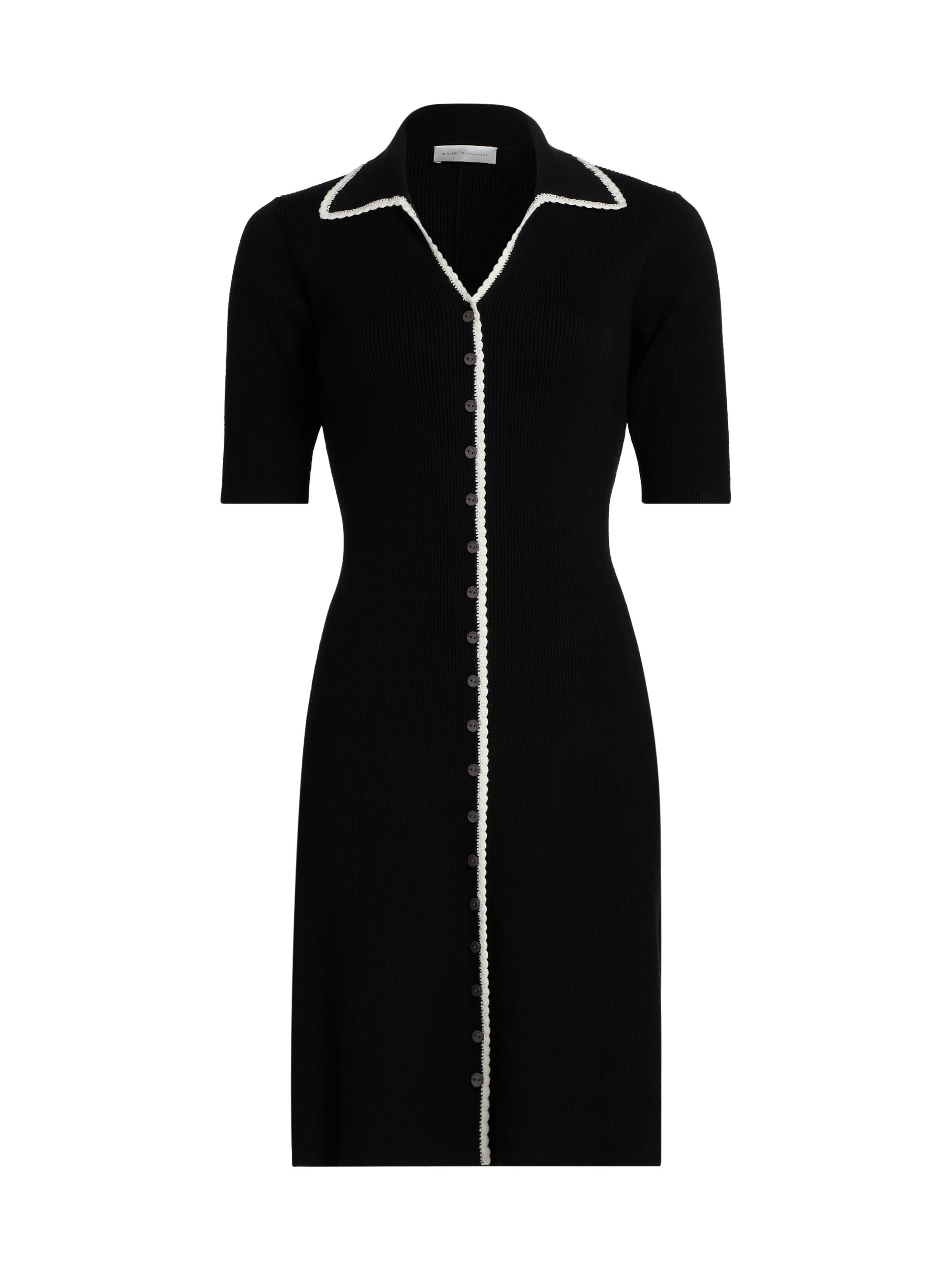 Elie Tahari Women's The Sonja Knit Mini-Shirtdress - Noir And Sky White