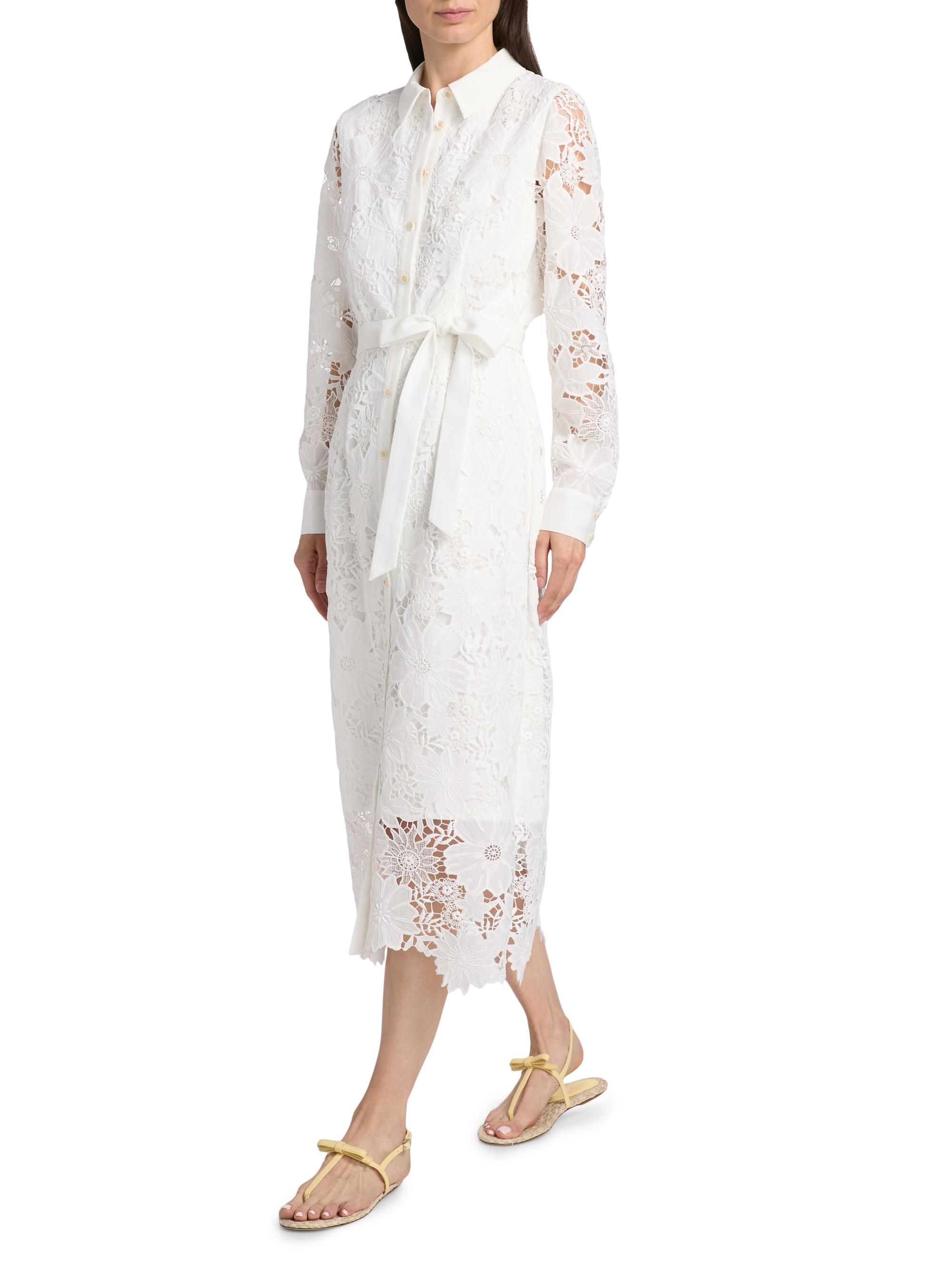 Elie Tahari The Lilia Lace Midi-Shirtdress | Saks Fifth Avenue